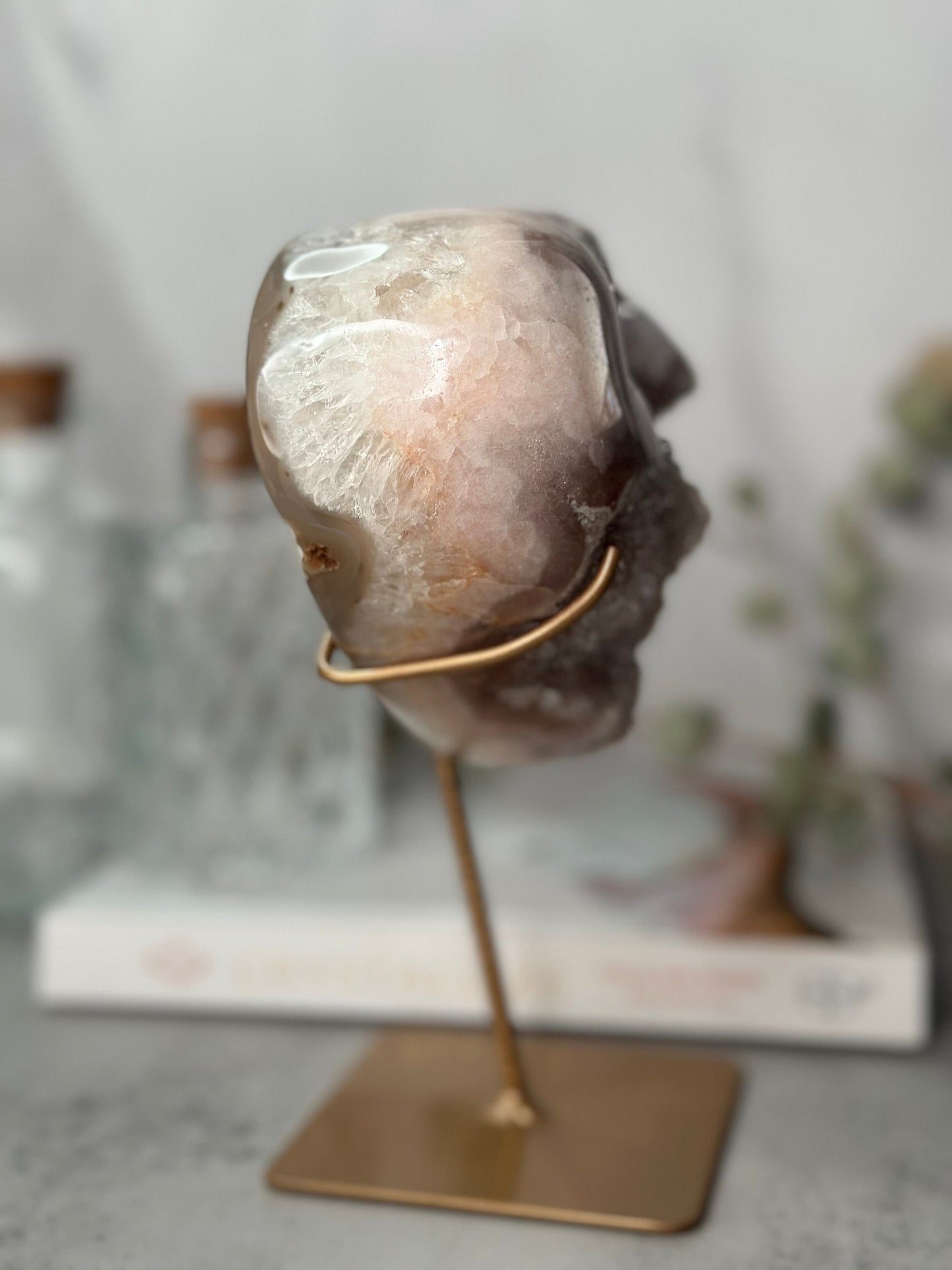 Glamorous | Druzy | Pink Amethyst Heart | Statement Piece | Custom Stand | High-Quality | Genuine | From Brazil