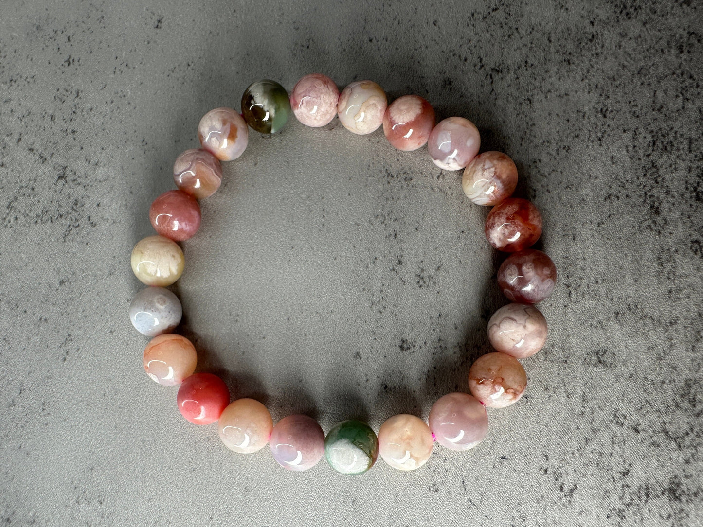 Beautiful Colorful Flower Agate Bracelet High-Quality Crystal Jewelry Beads In 8.7mm