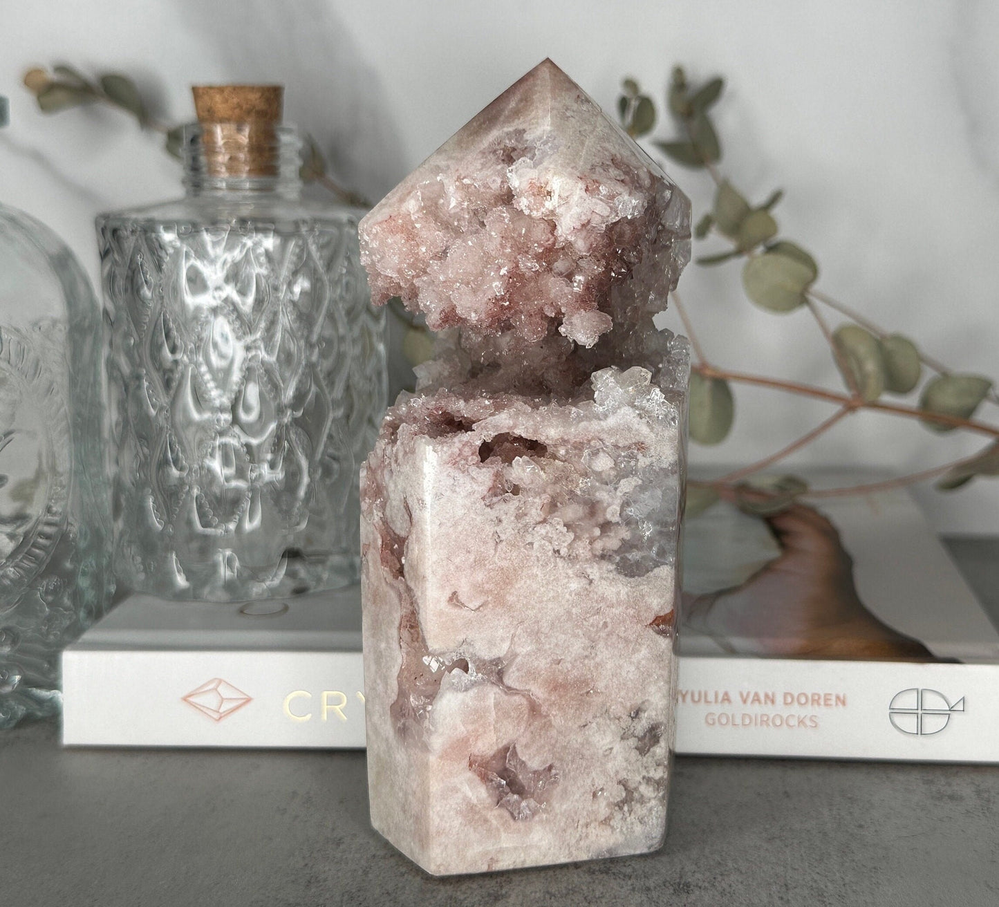 Amazing Pink Amethyst Tower/Point High-Quality Genuine Crystal Statement Piece From Brazil With Banding