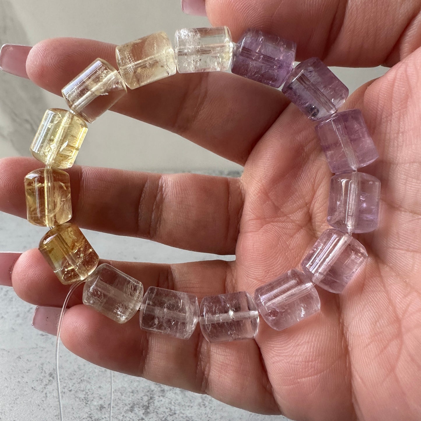 Amazing Citrine & Amethyst Barrel Bracelet With AAA Clarity Genuine High-Quality Crystal