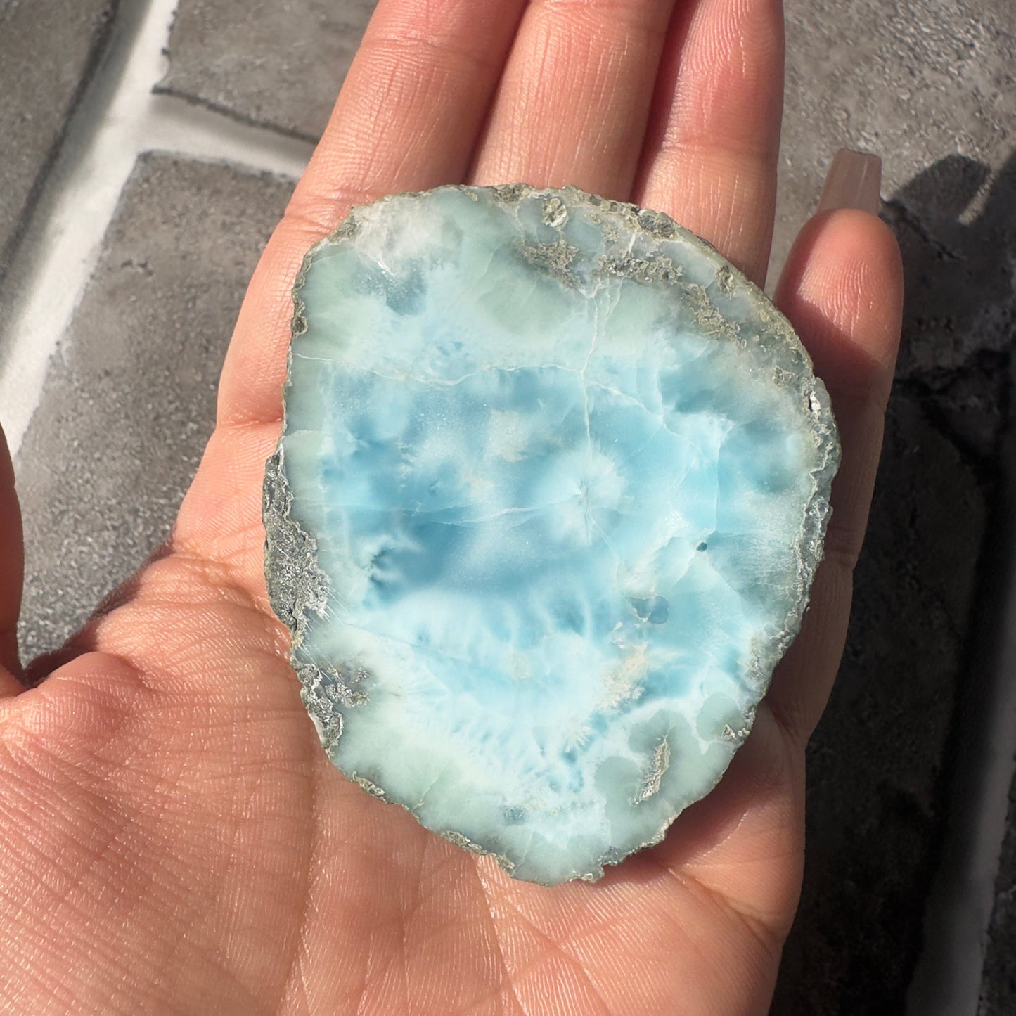 Amazing Larimar Slab High-Quality Blue Crystal Slice From The Dominican Republic | Tucson Gem Show Exclusive