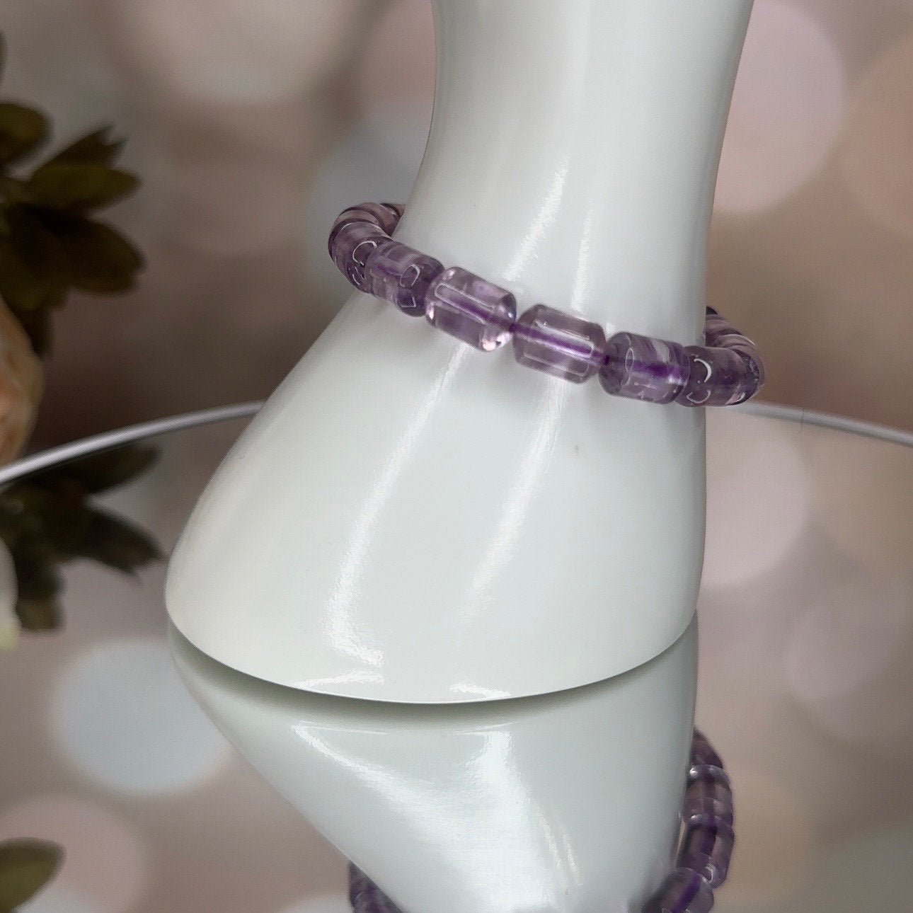 Barrel Amethyst Bracelet Genuine High-Quality Crystal Jewelry In 7.2mm