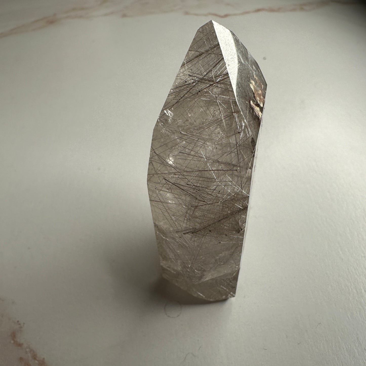 Beautiful Silver Rutile in Quartz Tower From Minas Gerais, Brazil