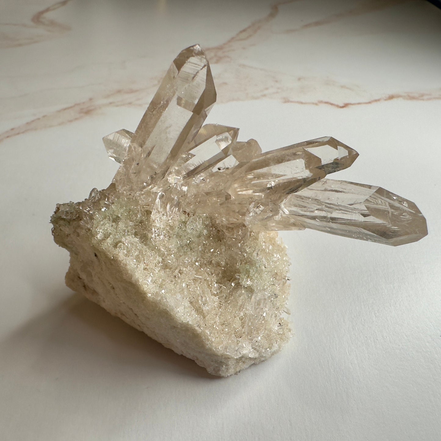 Pink Himalayan Samadhi Quartz With Chlorite High-Quality Genuine Specimen Crystal Cluster from India | Tucson Gem Show Exclusive