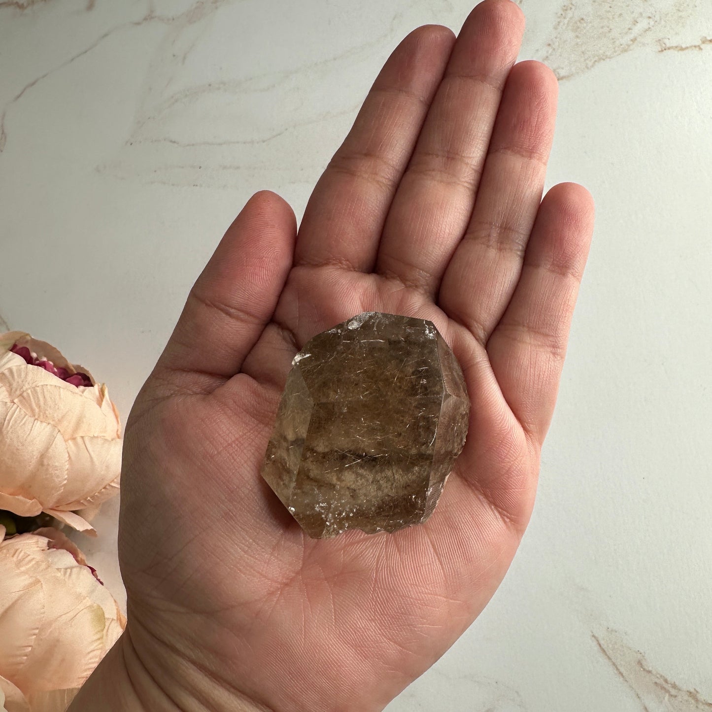 Captivating Rutile Smoky Quartz Freeform Point With Garden Inclusions From Brazil