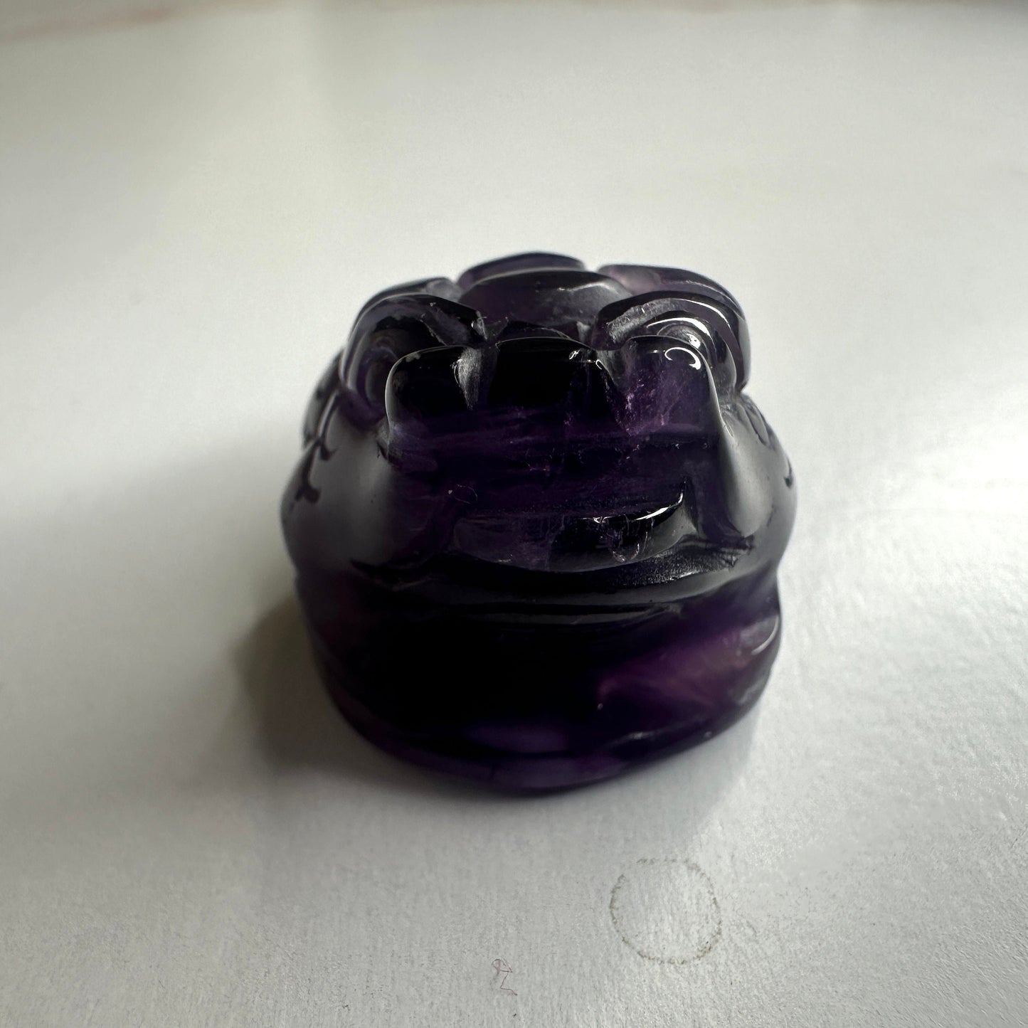 Adorable Mini Money Toad Master Carved In Amethyst | Pocket size