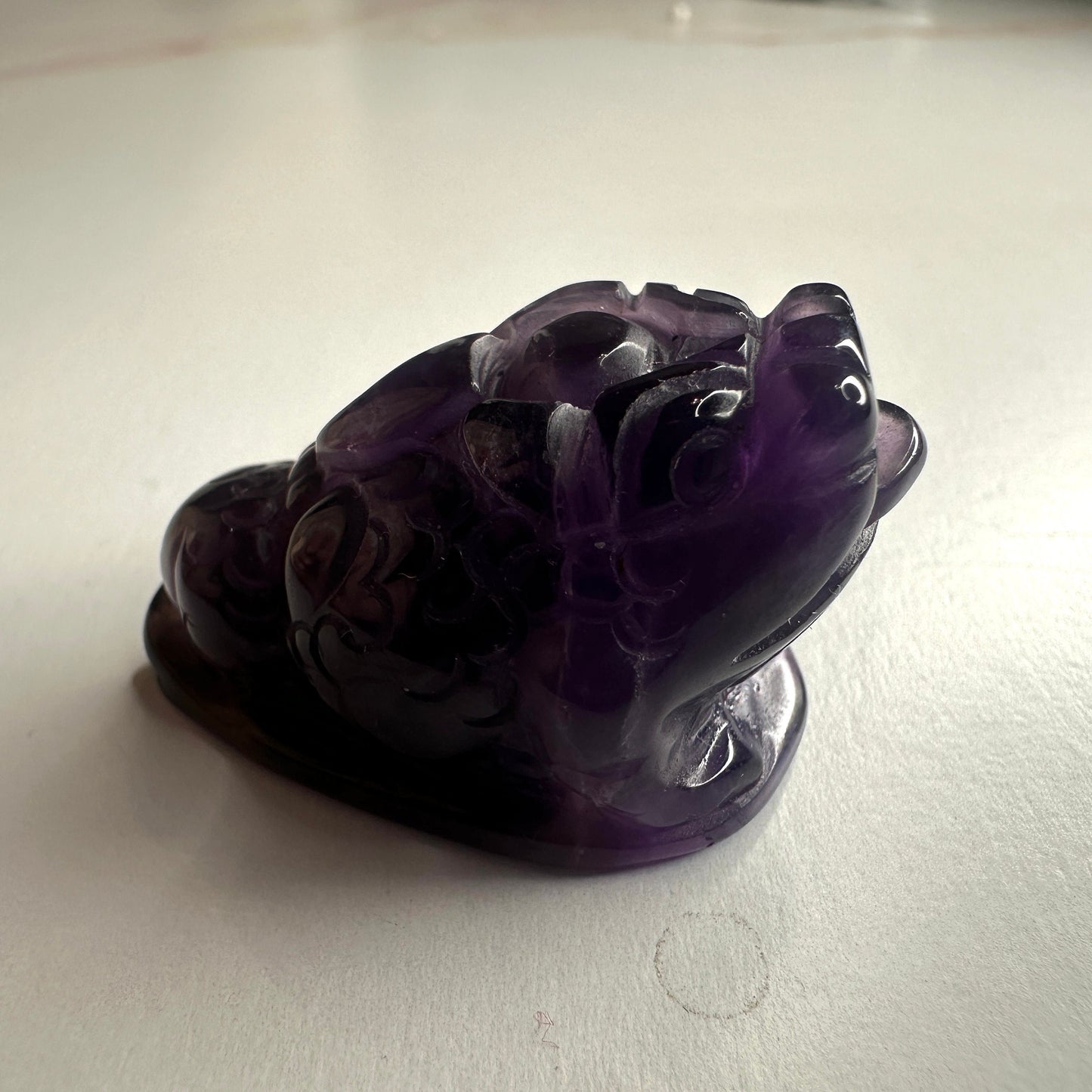 Adorable Mini Money Toad Master Carved In Amethyst | Pocket size