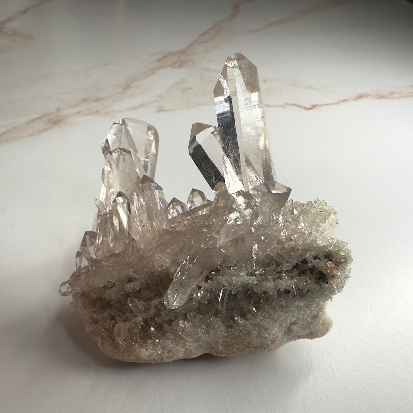 Pink Himalayan Samadhi Quartz With Chlorite High-Quality Genuine Specimen Crystal Cluster from India | Tucson Gem Show Exclusive