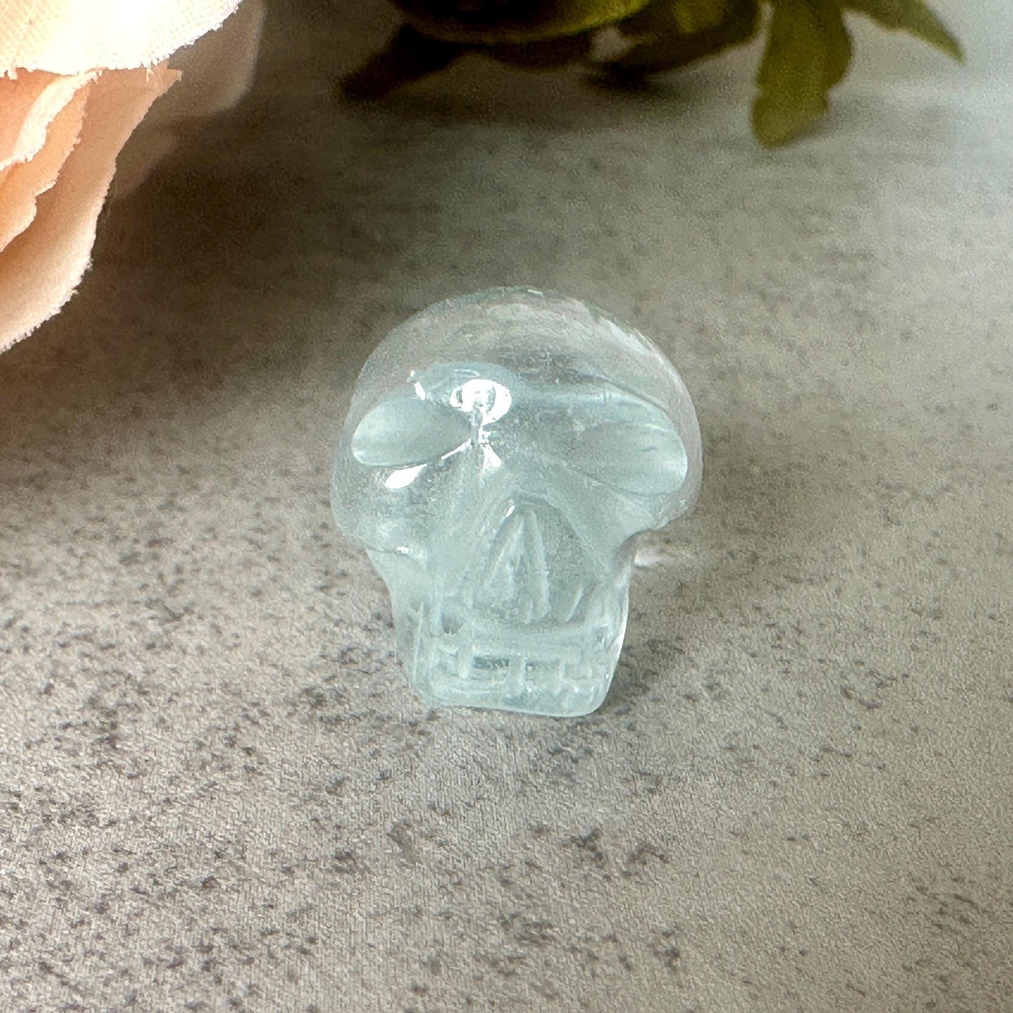 Blue Topaz Genuine Crystal Skull Carving From Brazil
