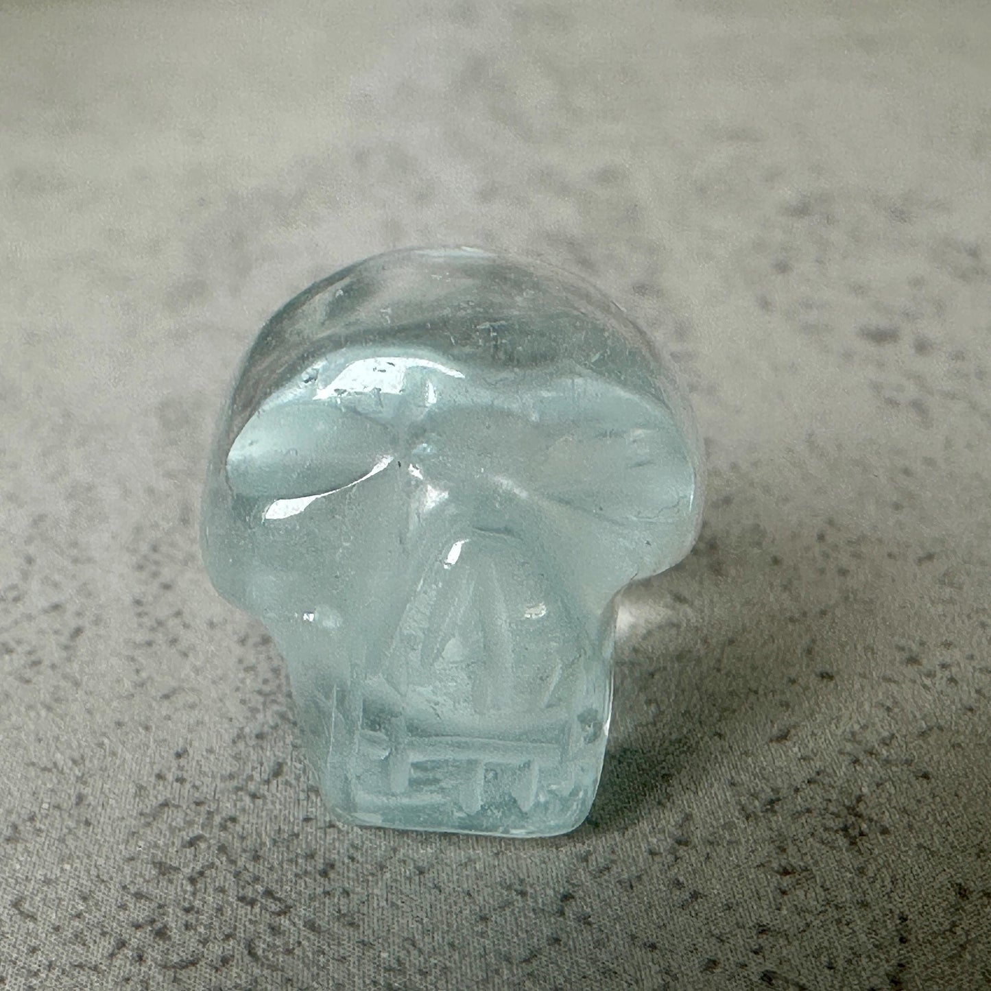 Blue Topaz Genuine Crystal Skull Carving From Brazil