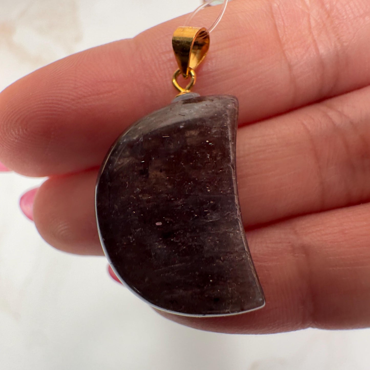 Sunstone Iolite Moon Pendant