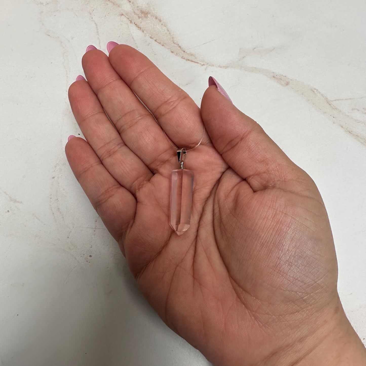 Rose quartz Crystal point pendant from Brazil
