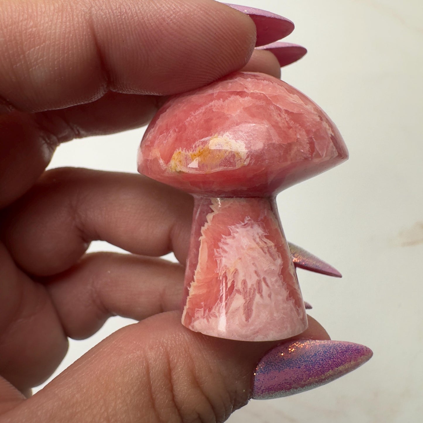 Adorable Rhodochrosite Mushroom Hand Carved Genuine Crystal Mushy From Argentina | Tucson Gem Show Exclusive