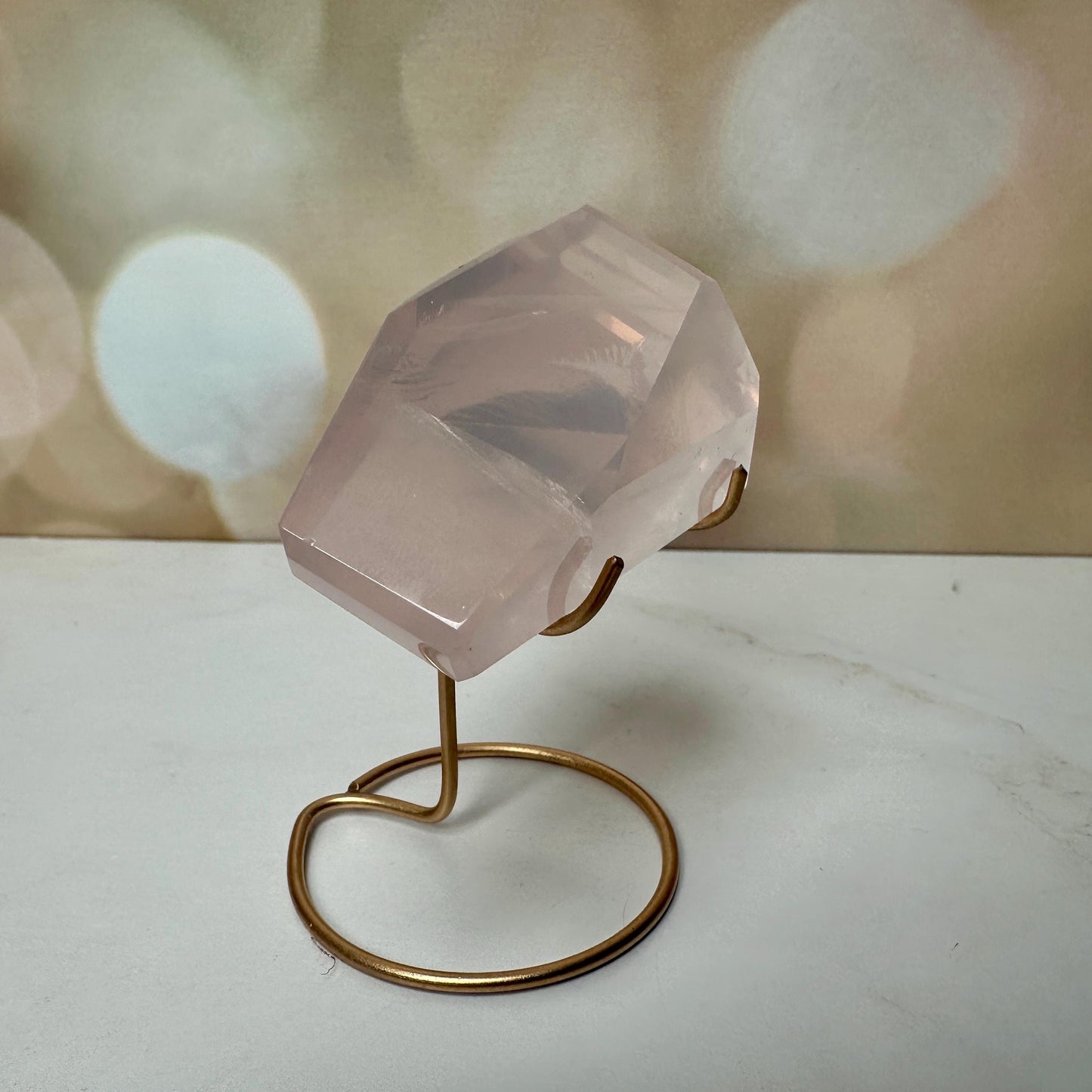 gemmy high quality pink rose Quartz on stand from Brazil aaa