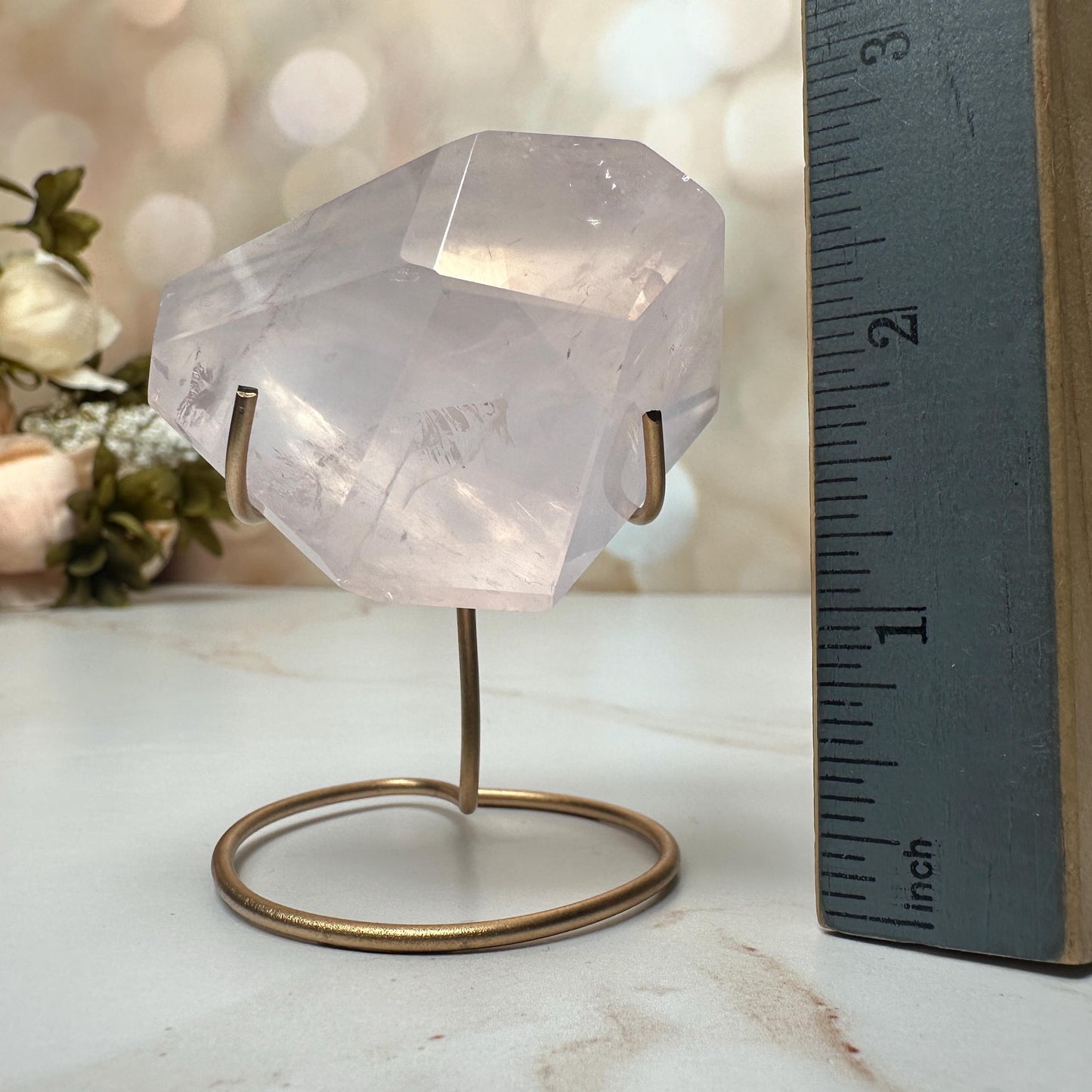 gemmy high quality pink rose Quartz on stand from Brazil aaa
