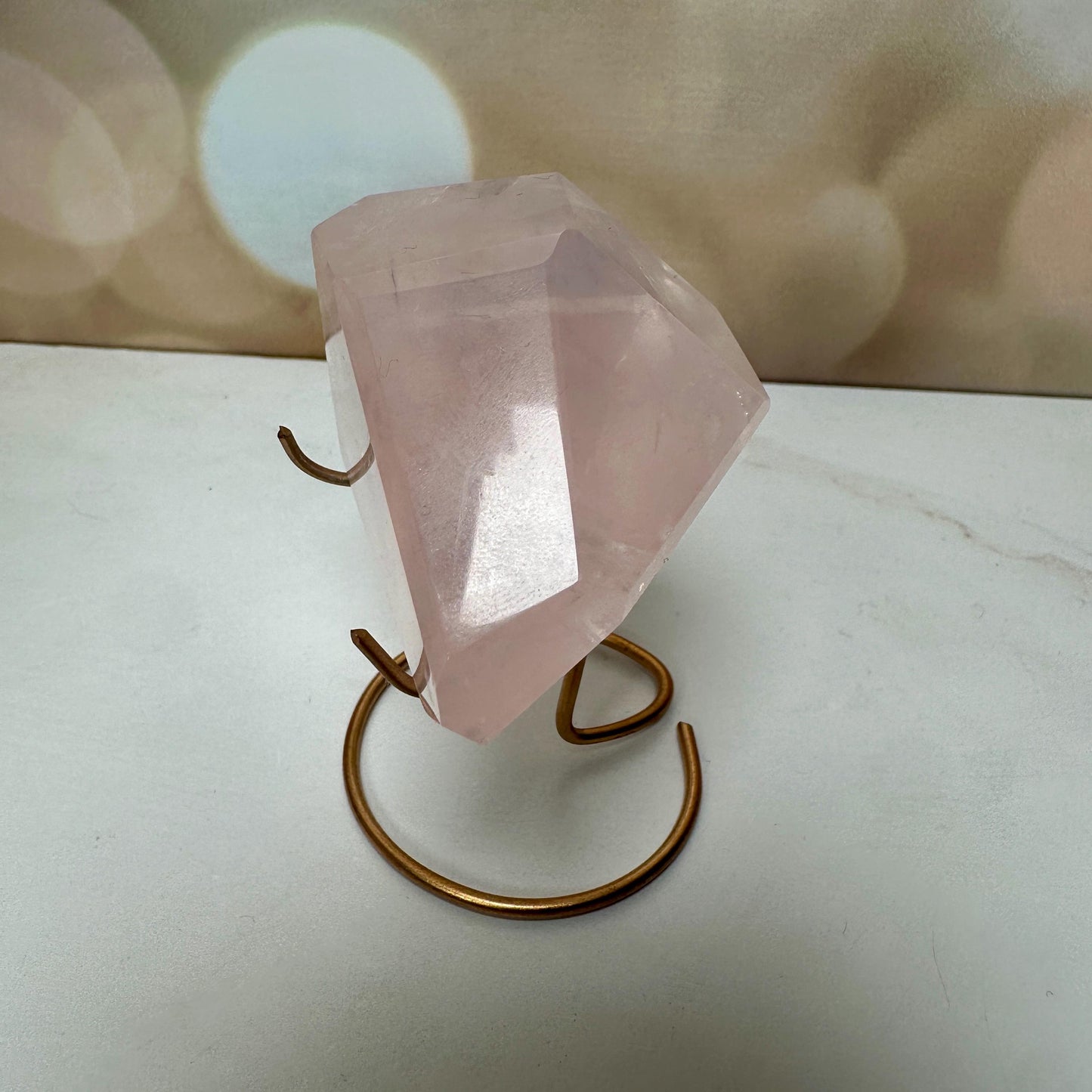 gemmy high quality pink rose Quartz on stand from Brazil aaa