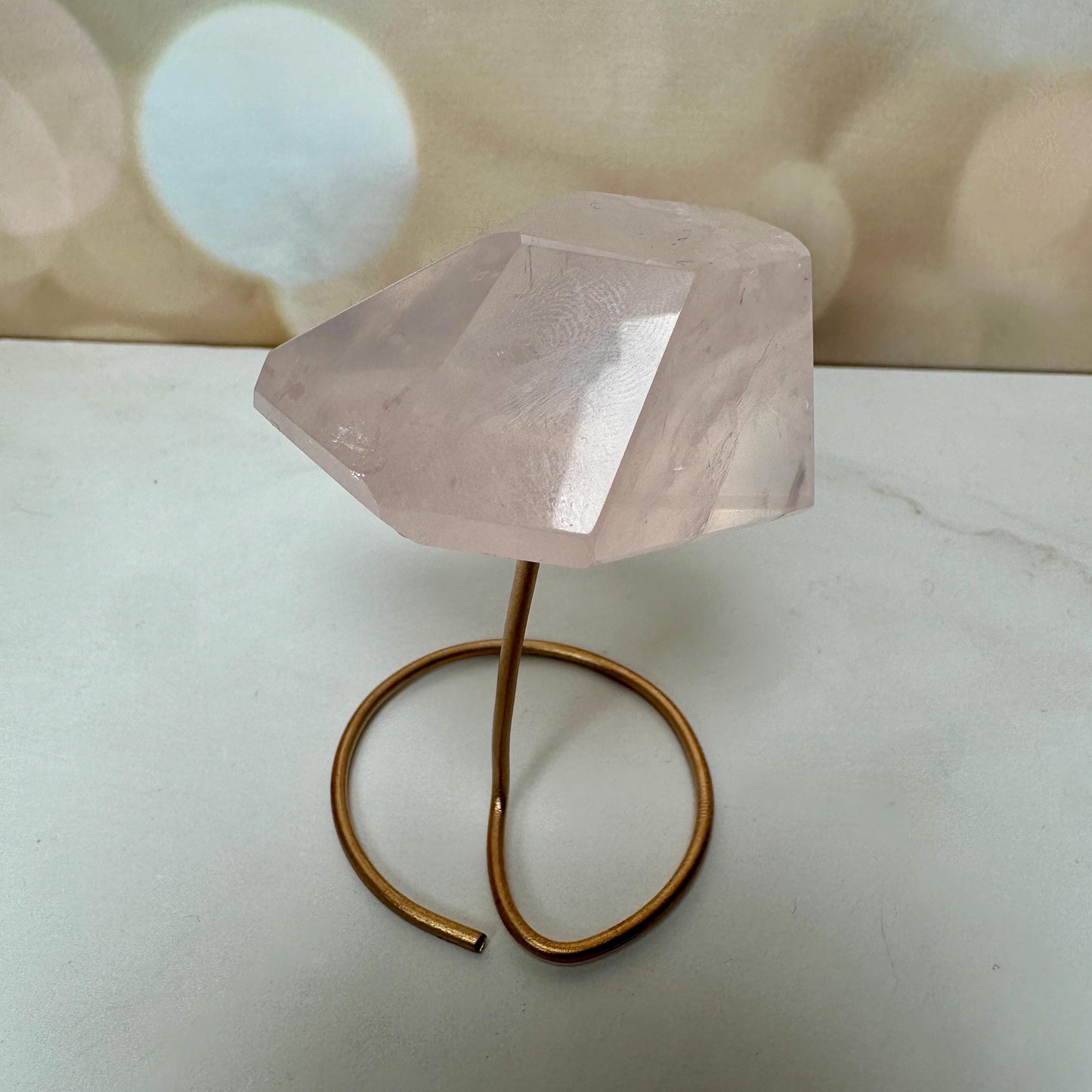 gemmy high quality pink rose Quartz on stand from Brazil aaa