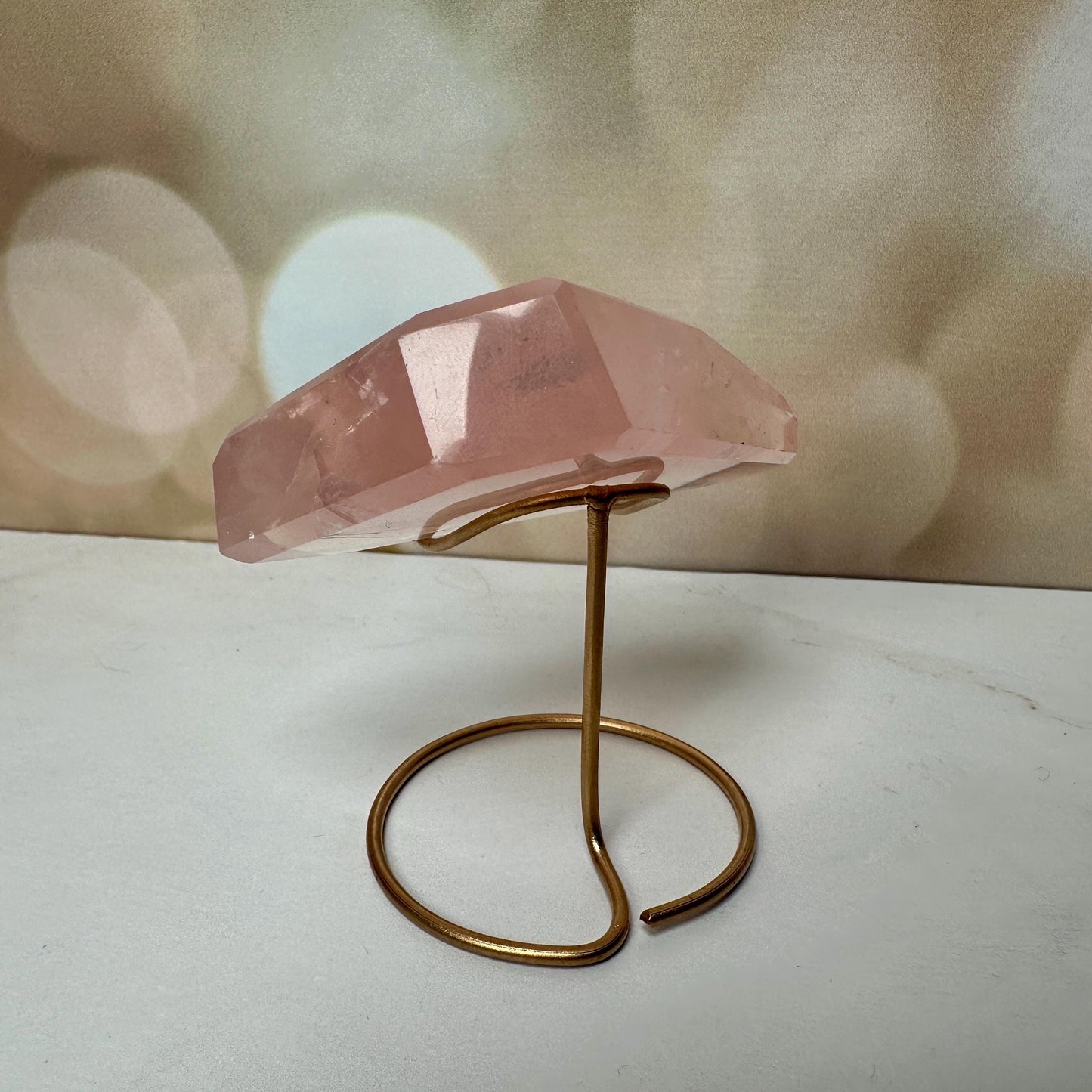 gemmy high quality pink rose Quartz on stand from Brazil aaa