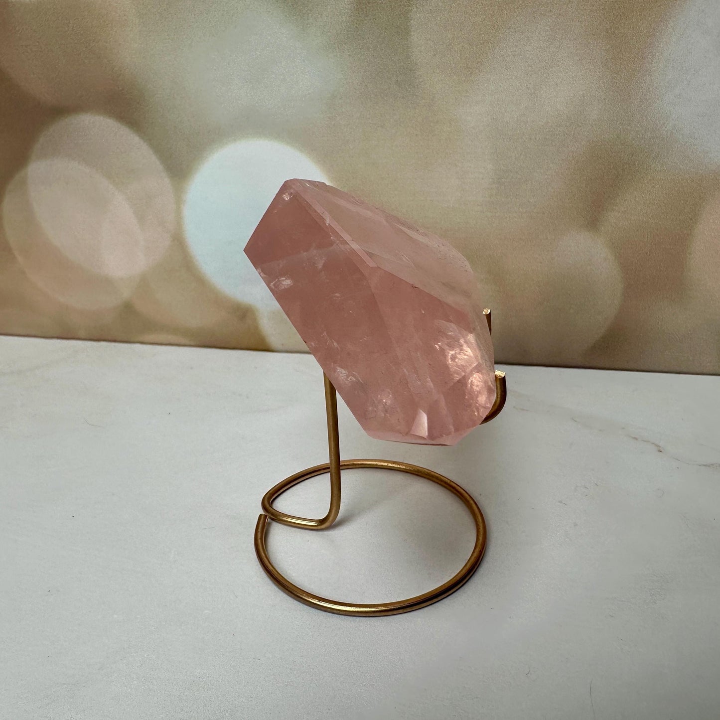 gemmy high quality pink rose Quartz on stand from Brazil aaa