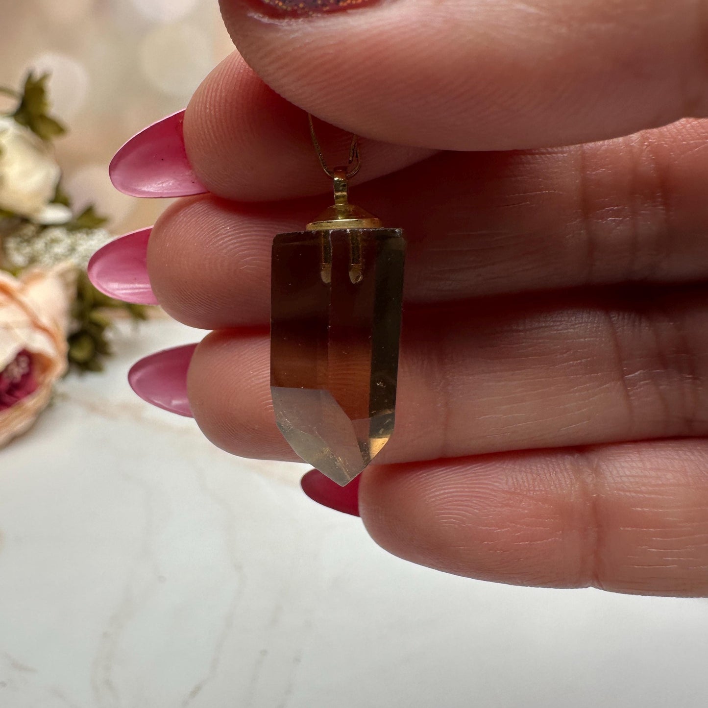 Smoky Quartz Crystal Pendant From Brazil