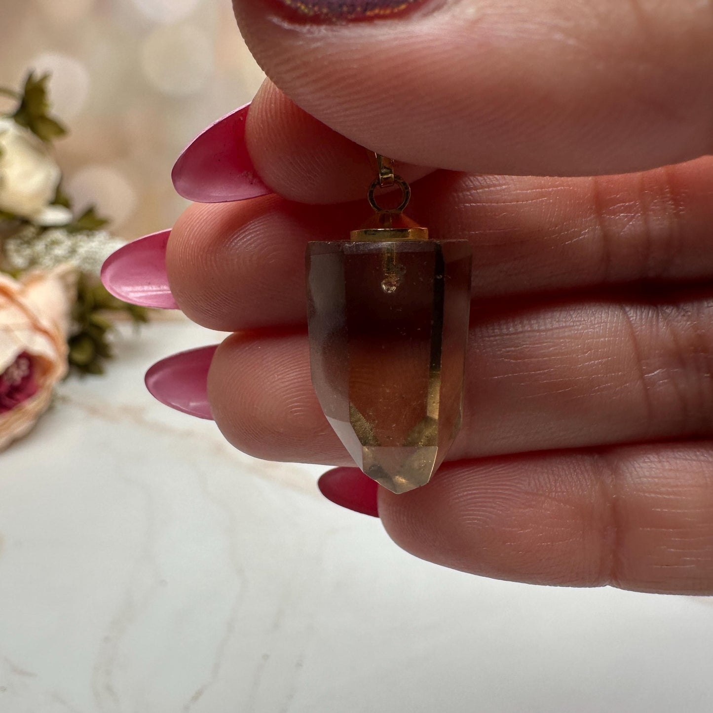 Smoky Quartz Crystal Pendant From Brazil