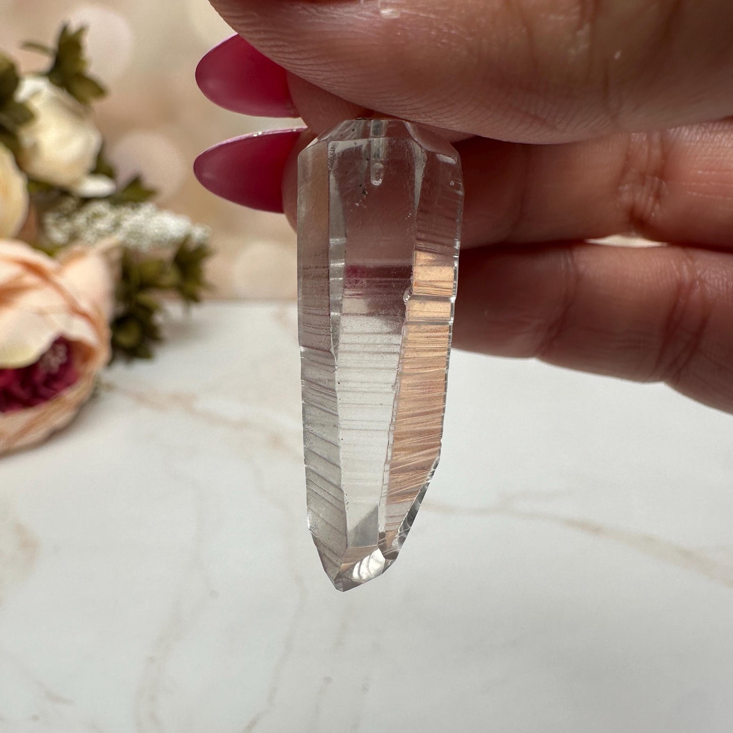 Lemurian Clear Quartz Crystal Pendant From Brazil