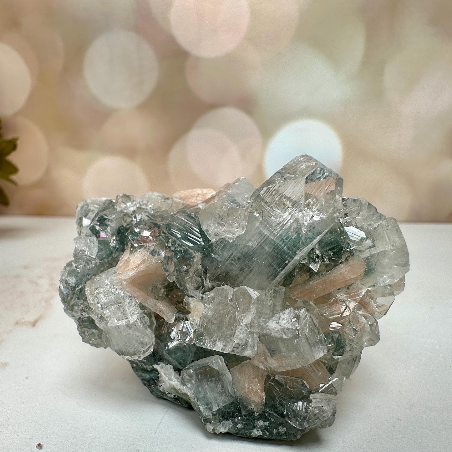 Stunning Blue Apophyllite With Pink Stilbite High Quality Specimen Crystal From India | Tucson Gem Show Exclusive