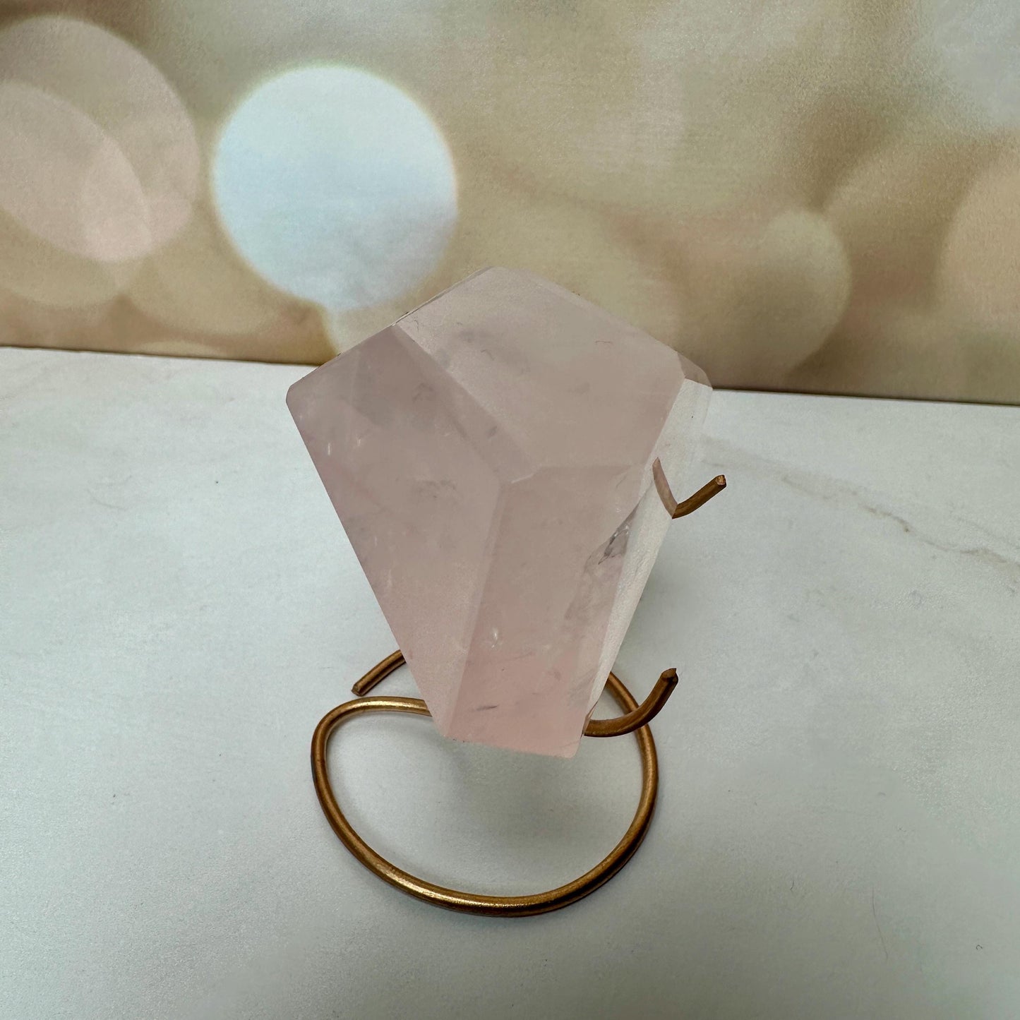 gemmy high quality pink rose Quartz on stand from Brazil aaa