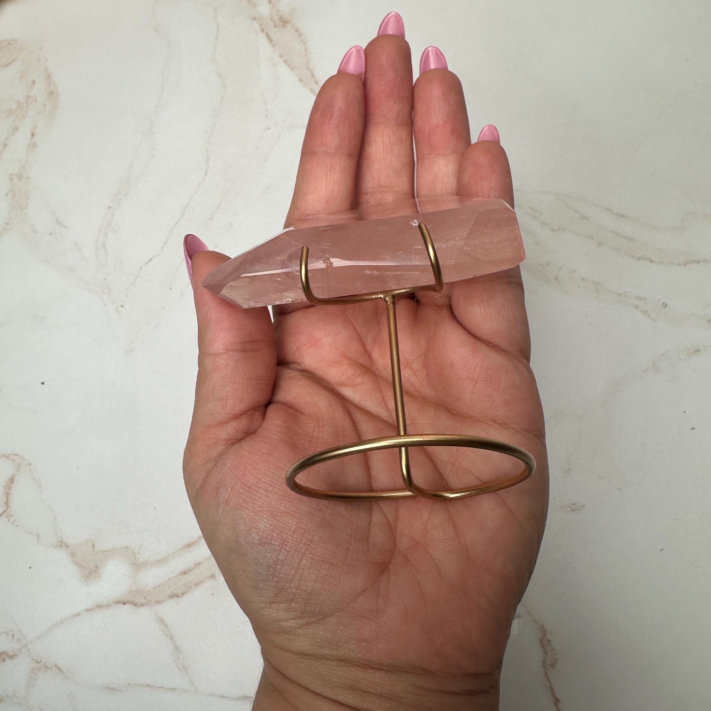 gemmy high quality pink rose Quartz on stand from Brazil aaa