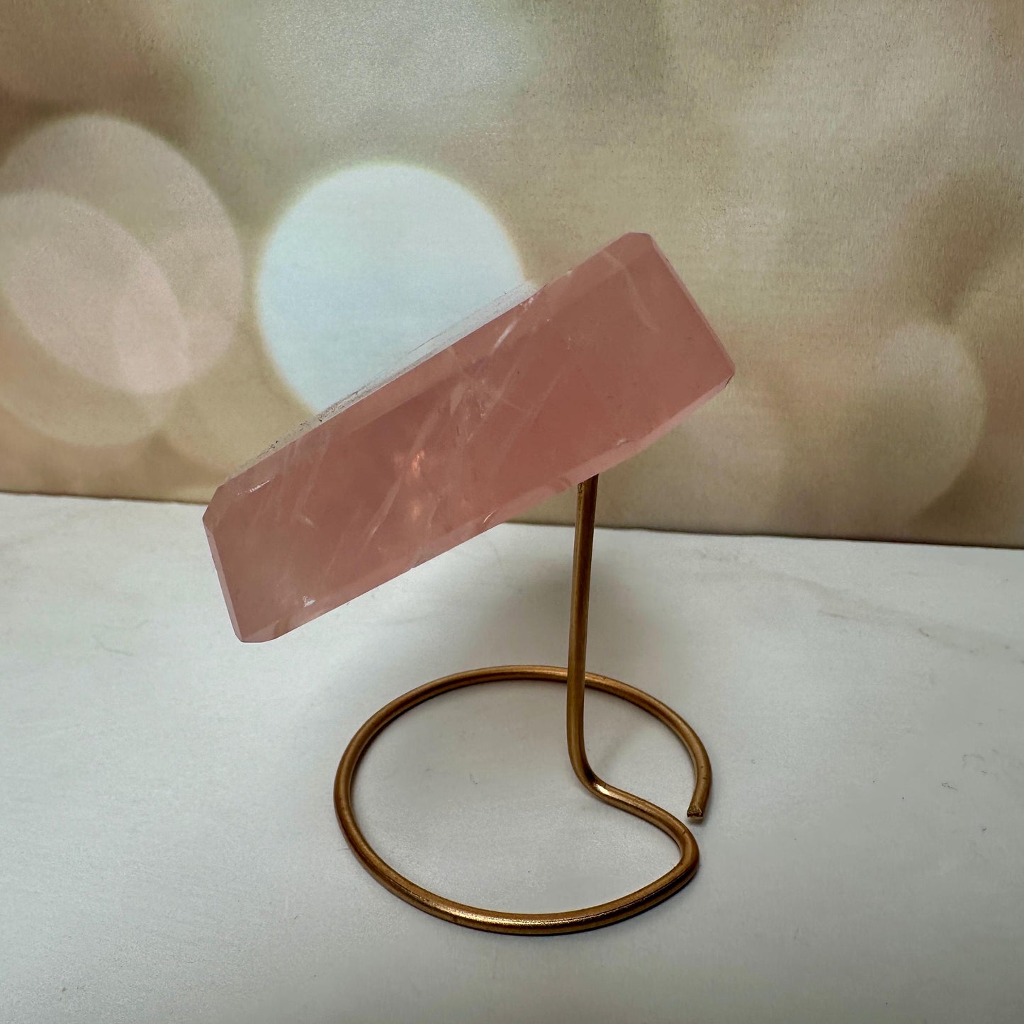 gemmy high quality pink rose Quartz on stand from Brazil aaa