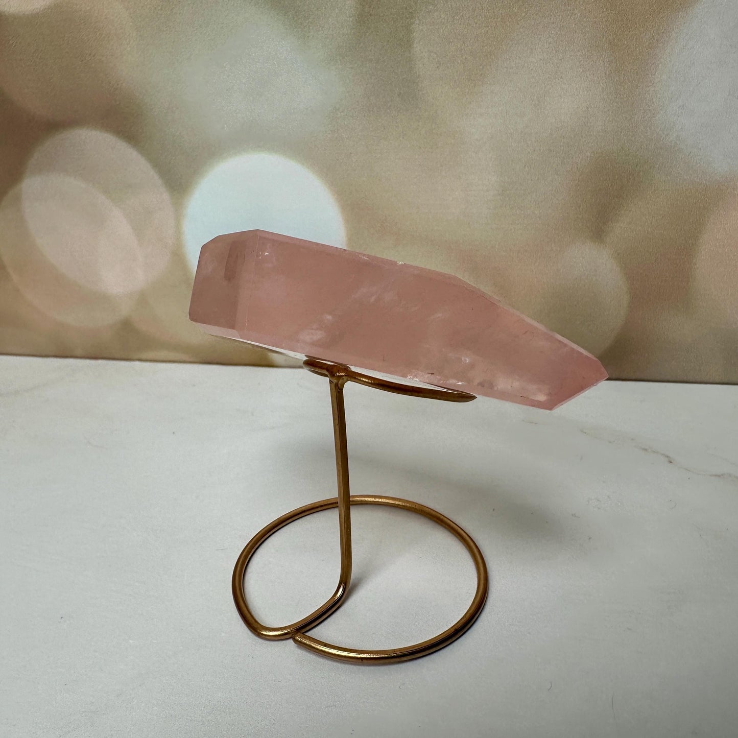 gemmy high quality pink rose Quartz on stand from Brazil aaa