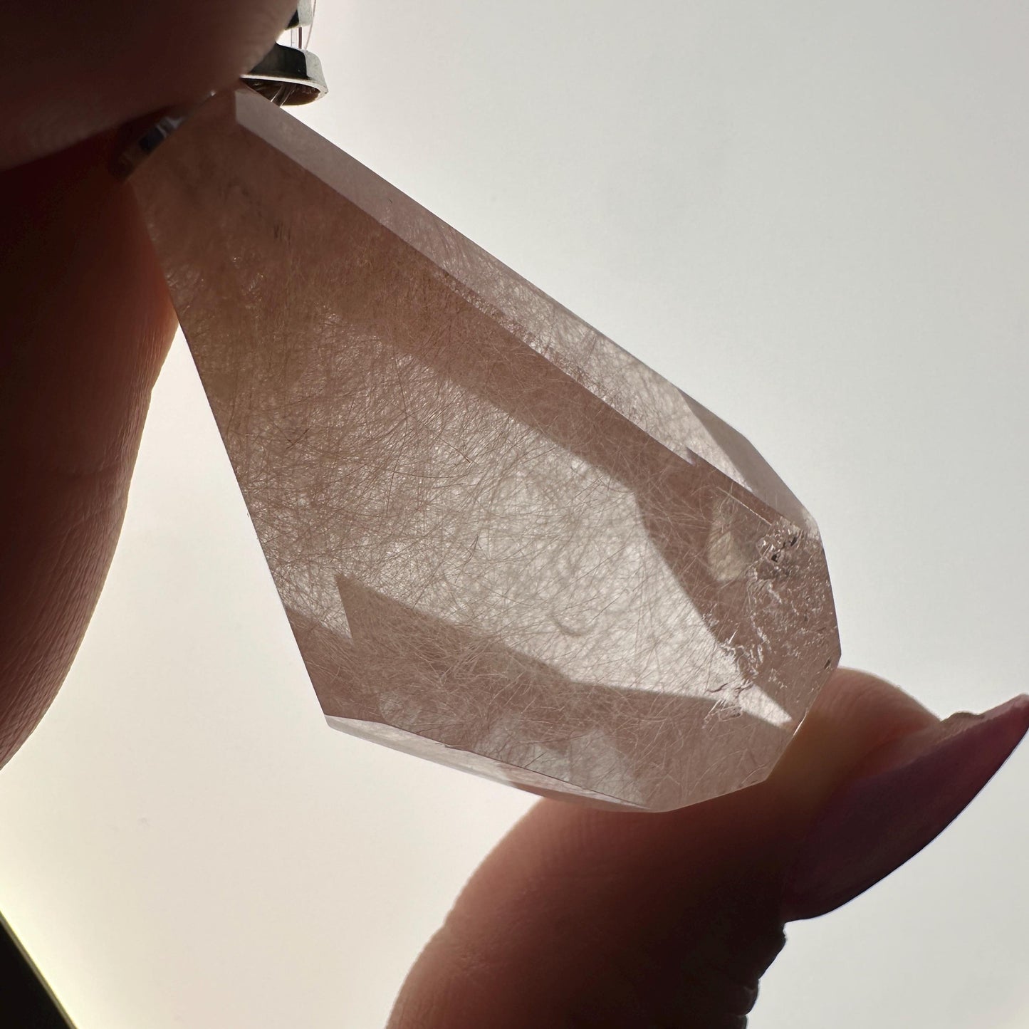 Pink Rutiled Lemurian Pendant | High-Quality Brazilian Crystal Jewelry for Necklace