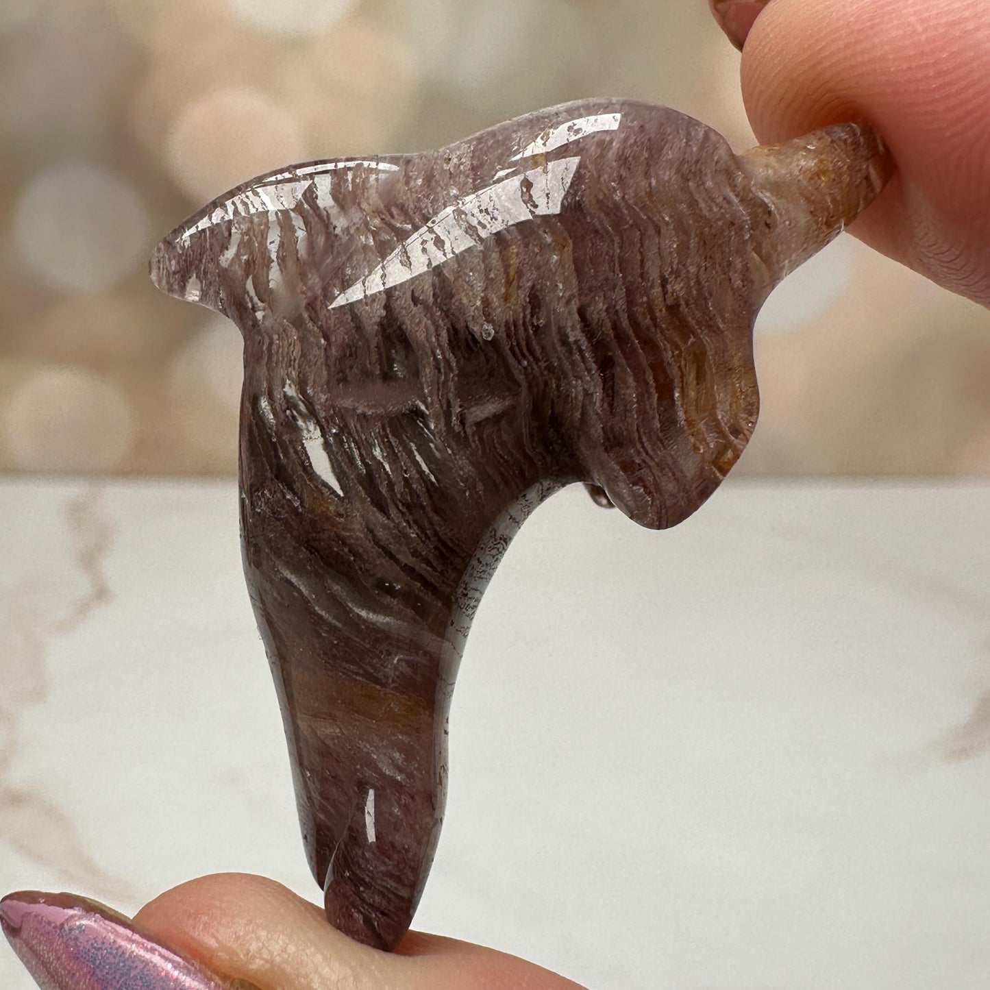 Pink Lithum Quartz Mini Dolphin Crystal Animal Carving From Brazil