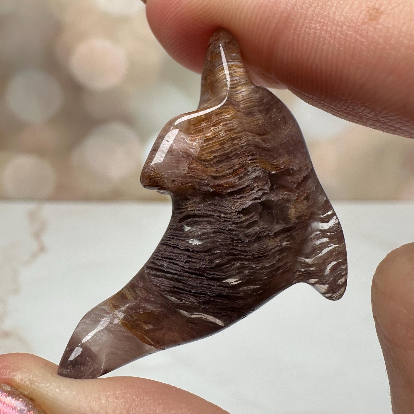 Pink Lithum Quartz Mini Dolphin Crystal Animal Carving From Brazil