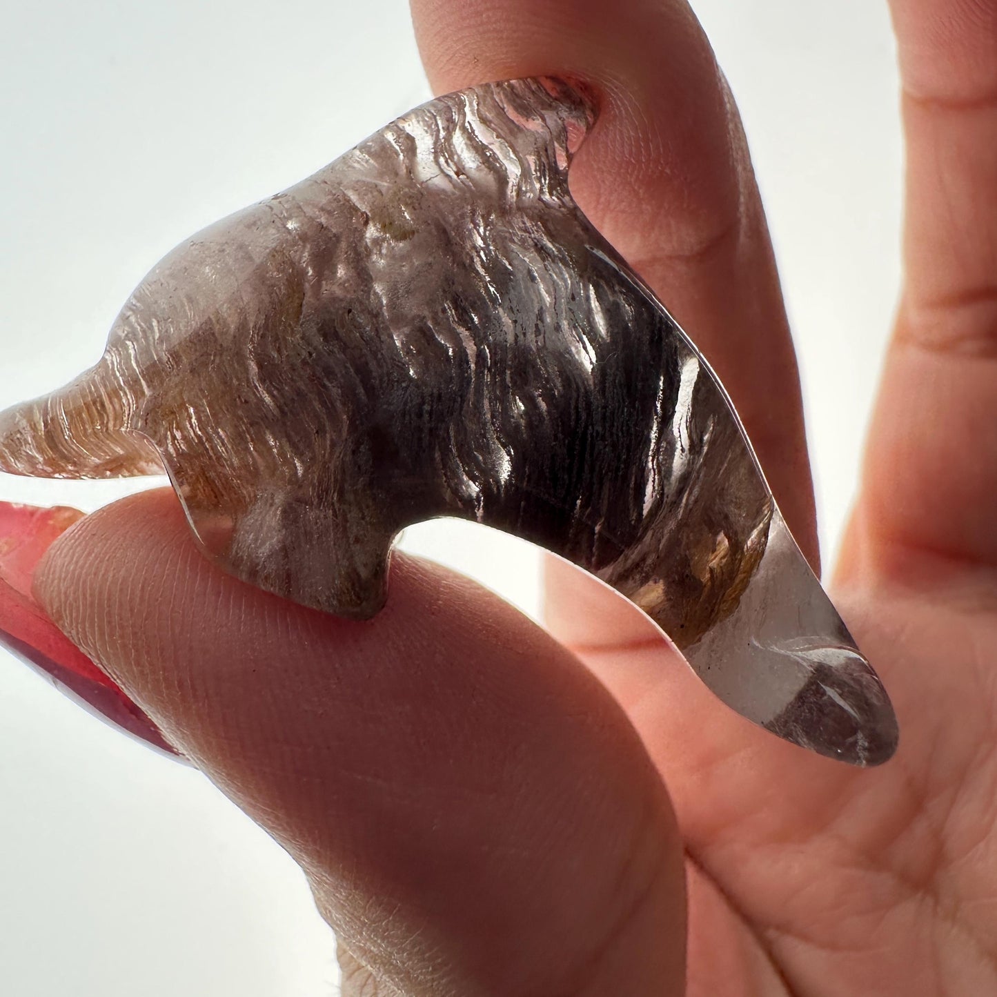Pink Lithum Quartz Mini Dolphin Crystal Animal Carving From Brazil