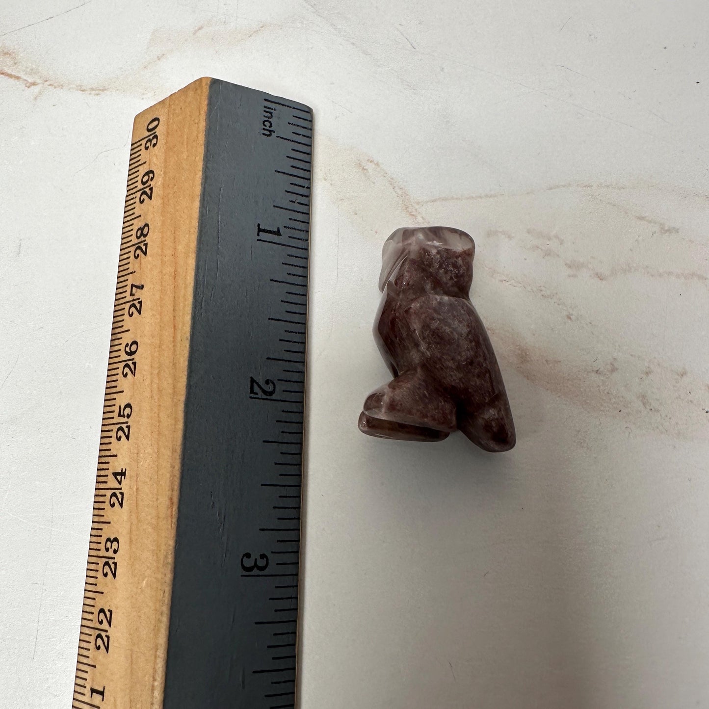 Pink Lithum Quartz Mini Owl Crystal Animal Carving From Brazil