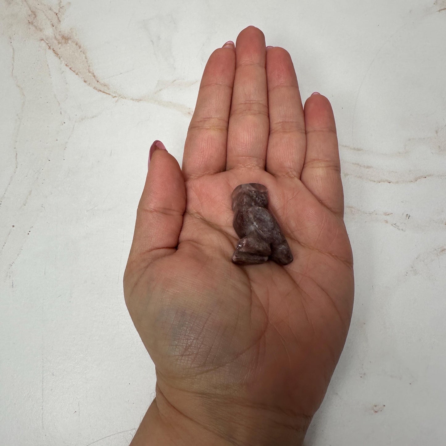 Pink Lithum Quartz Mini Owl Crystal Animal Carving From Brazil