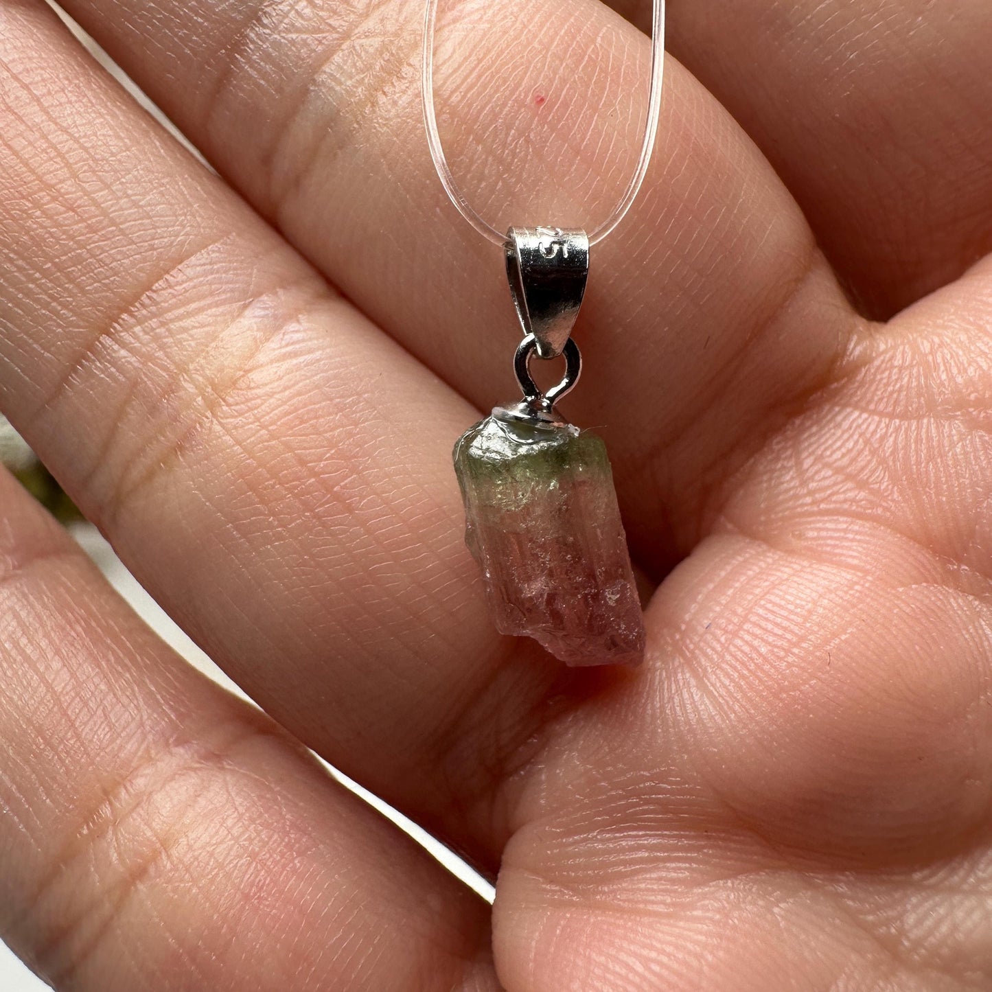 Dainty Watermelon Tourmaline Pendant | Raw High-Quality Exquisite Crystal Jewelry for Necklace