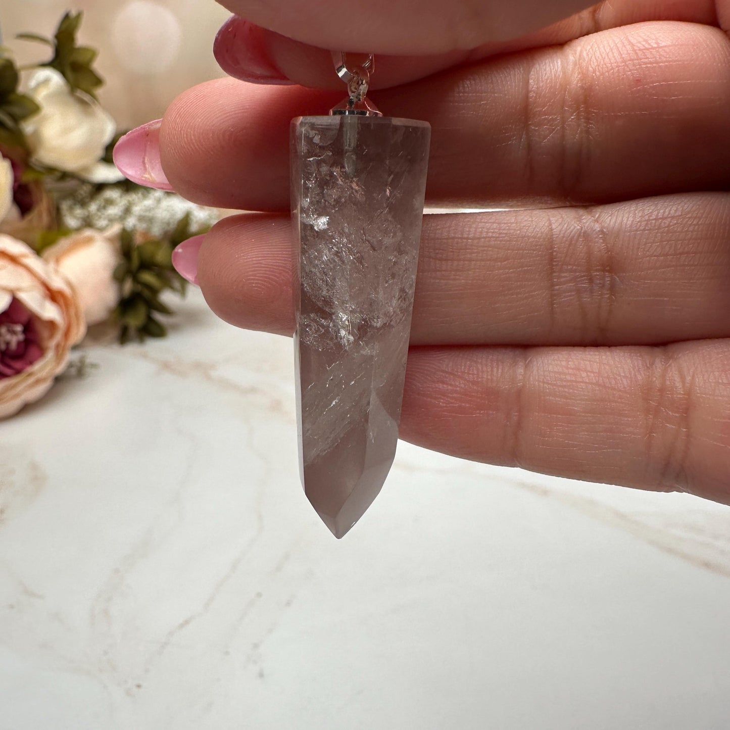 Pink Lithium Quartz Pendant | High-Quality Exquisite Brazilian Crystal Jewelry for Necklace