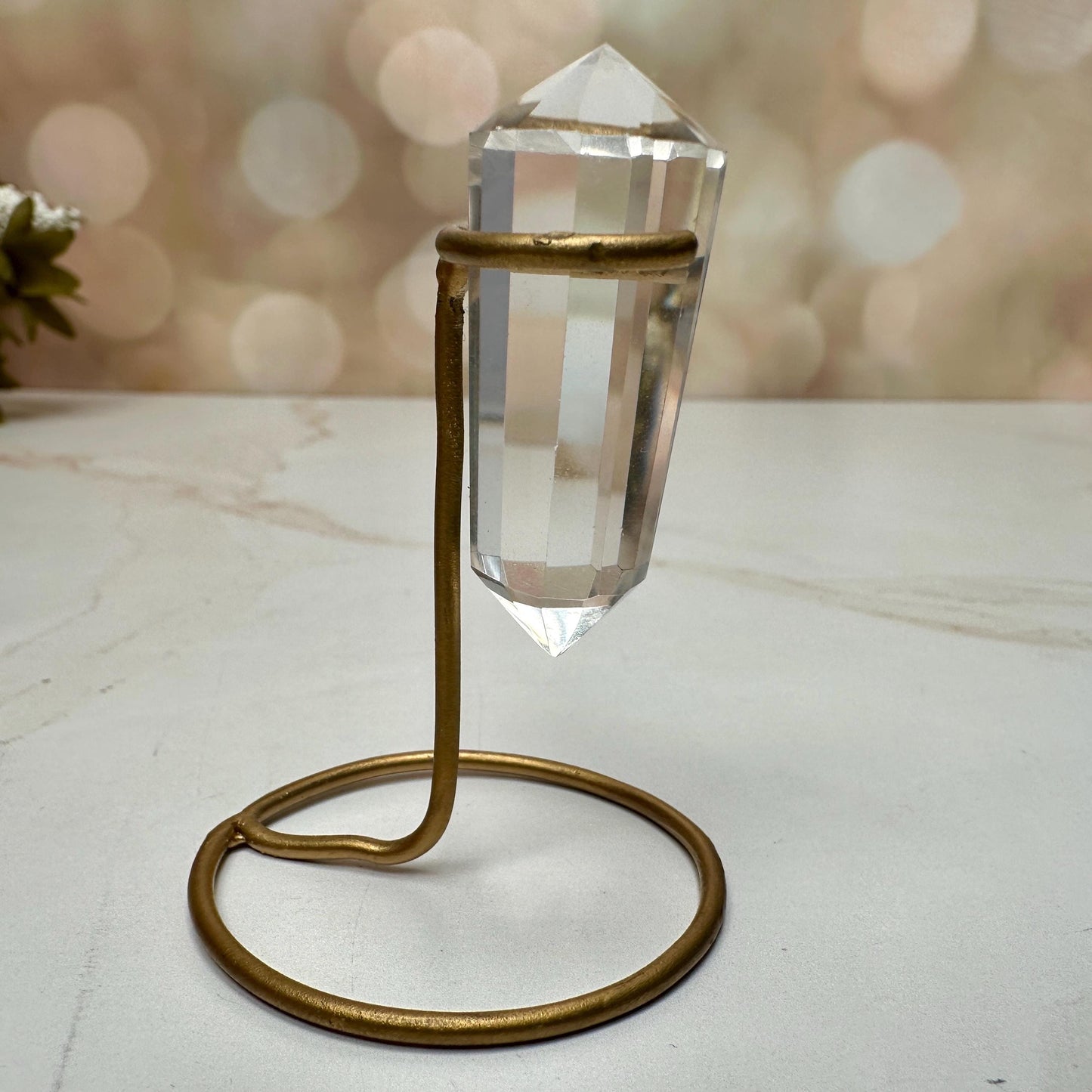 Adorable Clear Quartz Mini Vogel From Brazil With Custom Gold Stand