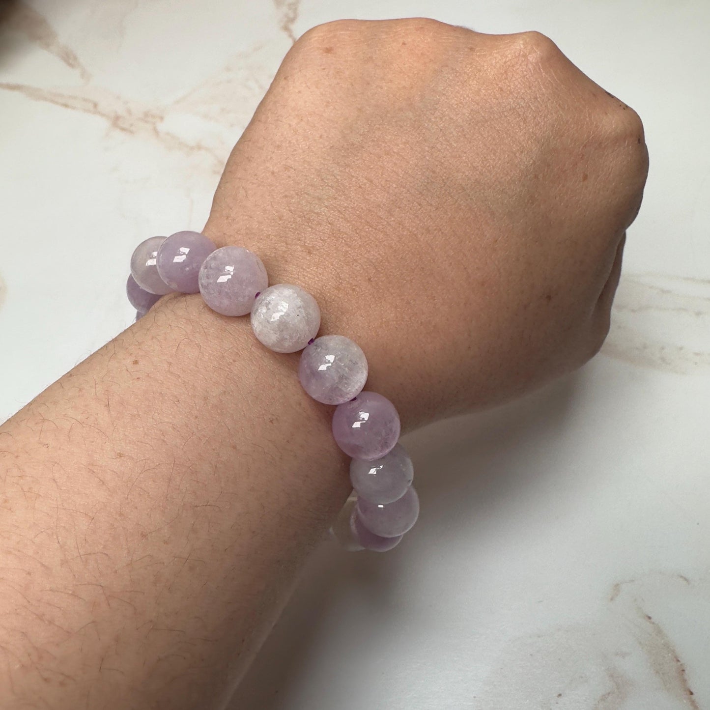 Kunzite Bracelet With Cat-Eye Flash From Brazil In 11.3mm