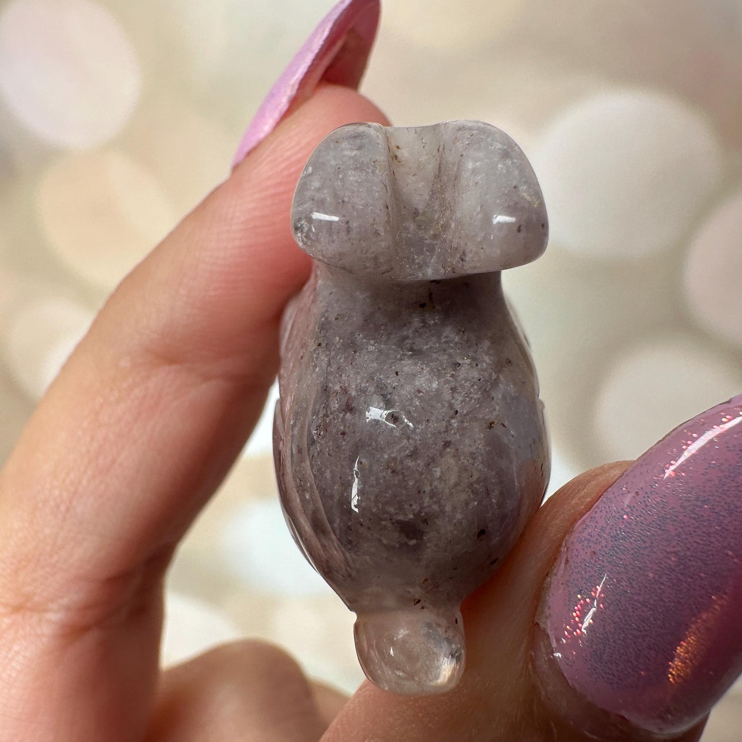Pink Lithum Quartz Mini Rabbit Crystal Animal Carving From Brazil