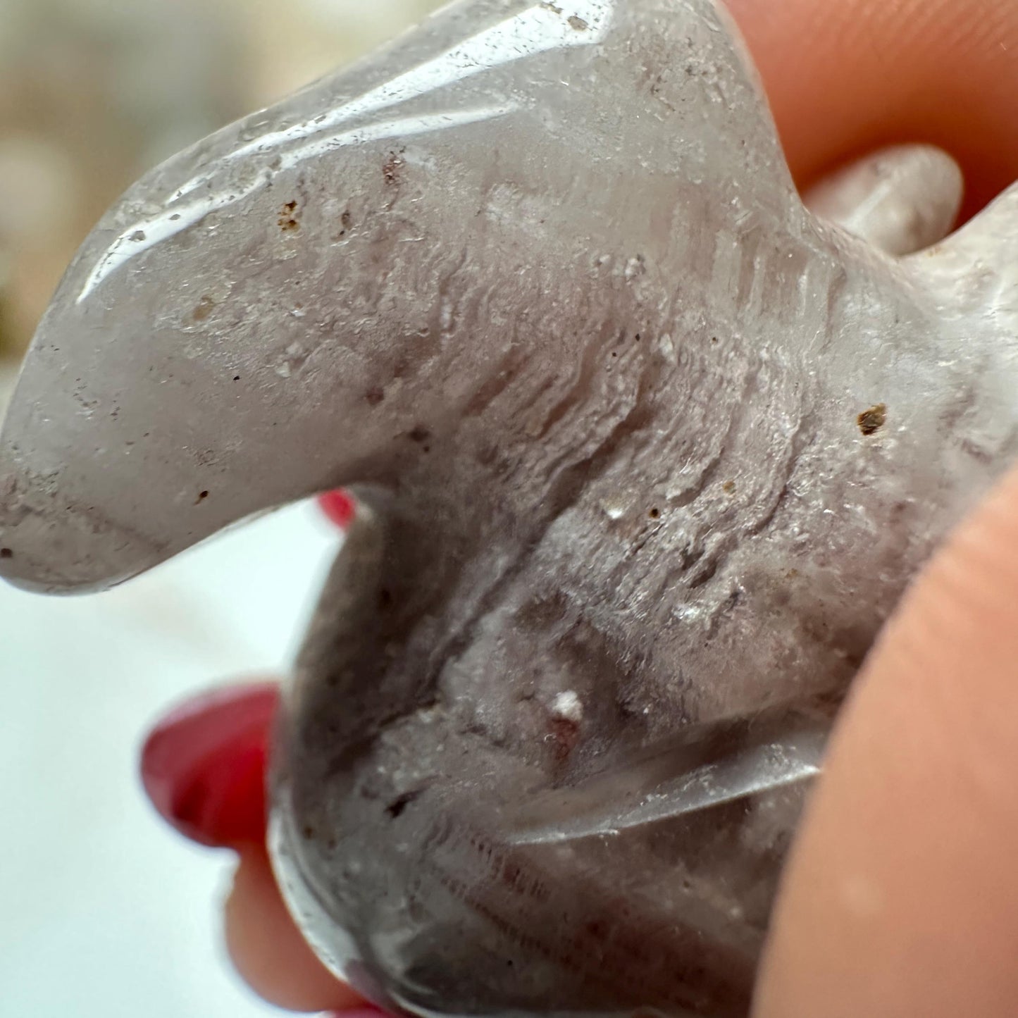 Pink Lithum Quartz Mini Rabbit Crystal Animal Carving From Brazil