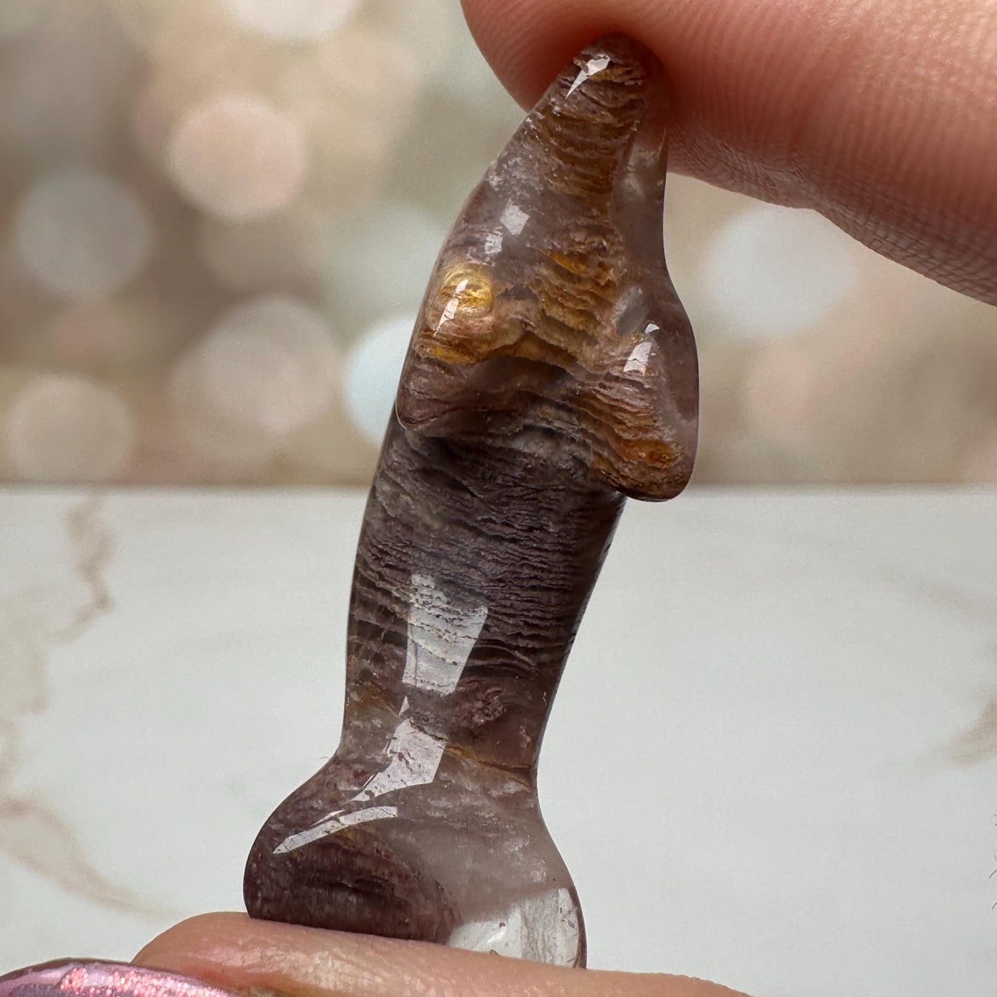 Pink Lithum Quartz Mini Dolphin Crystal Animal Carving From Brazil