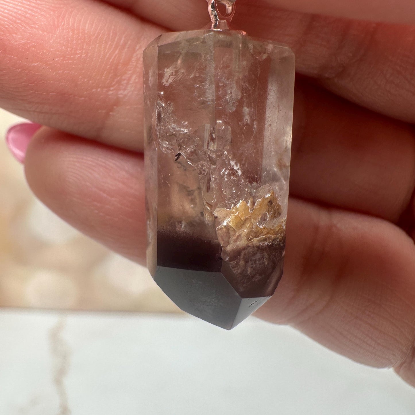 Pink Lithium Quartz Pendant | High-Quality Brazilian Crystal Jewelry for Necklace