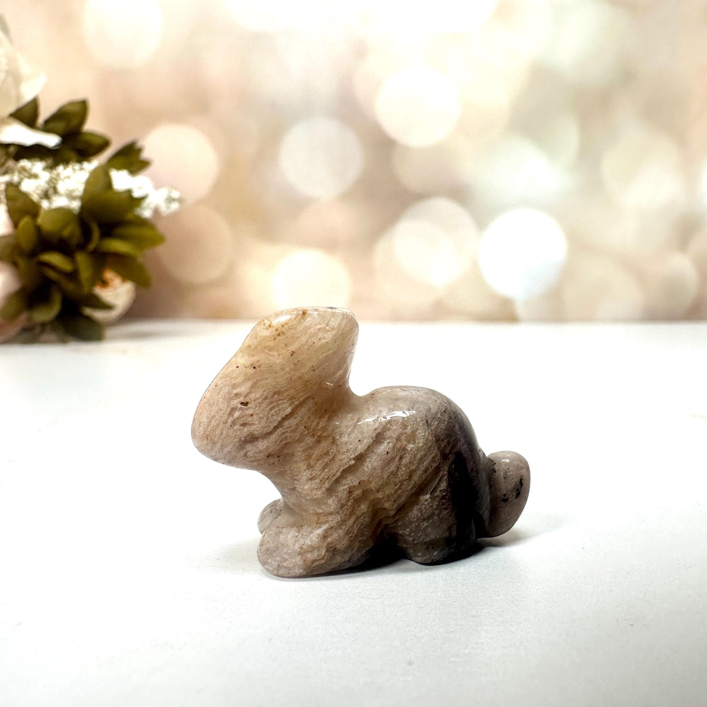 Pink Lithum Quartz Mini Rabbit Crystal Animal Carving From Brazil