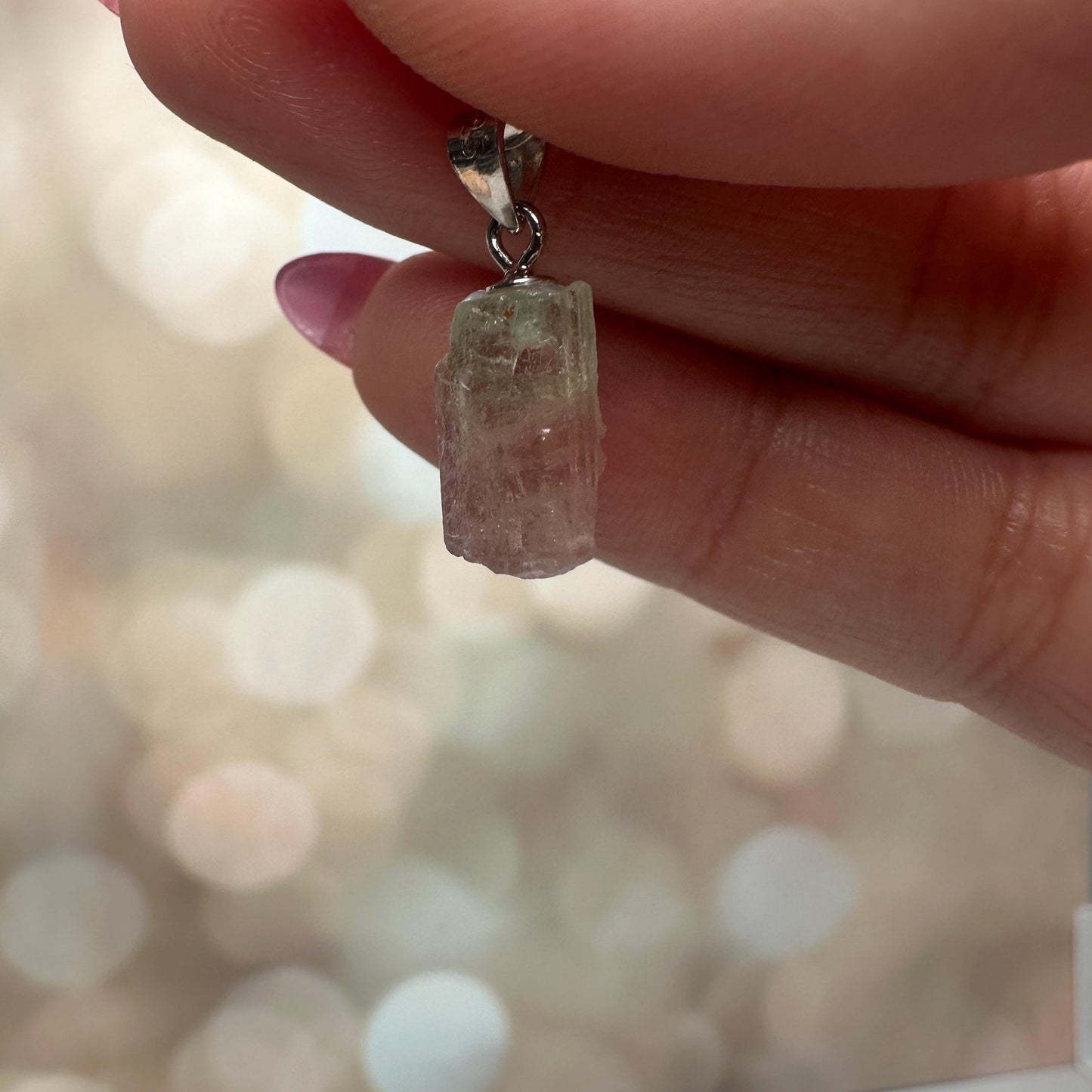 Dainty Watermelon Tourmaline Pendant | Raw High-Quality 925 Silver Crystal Jewelry for Necklace