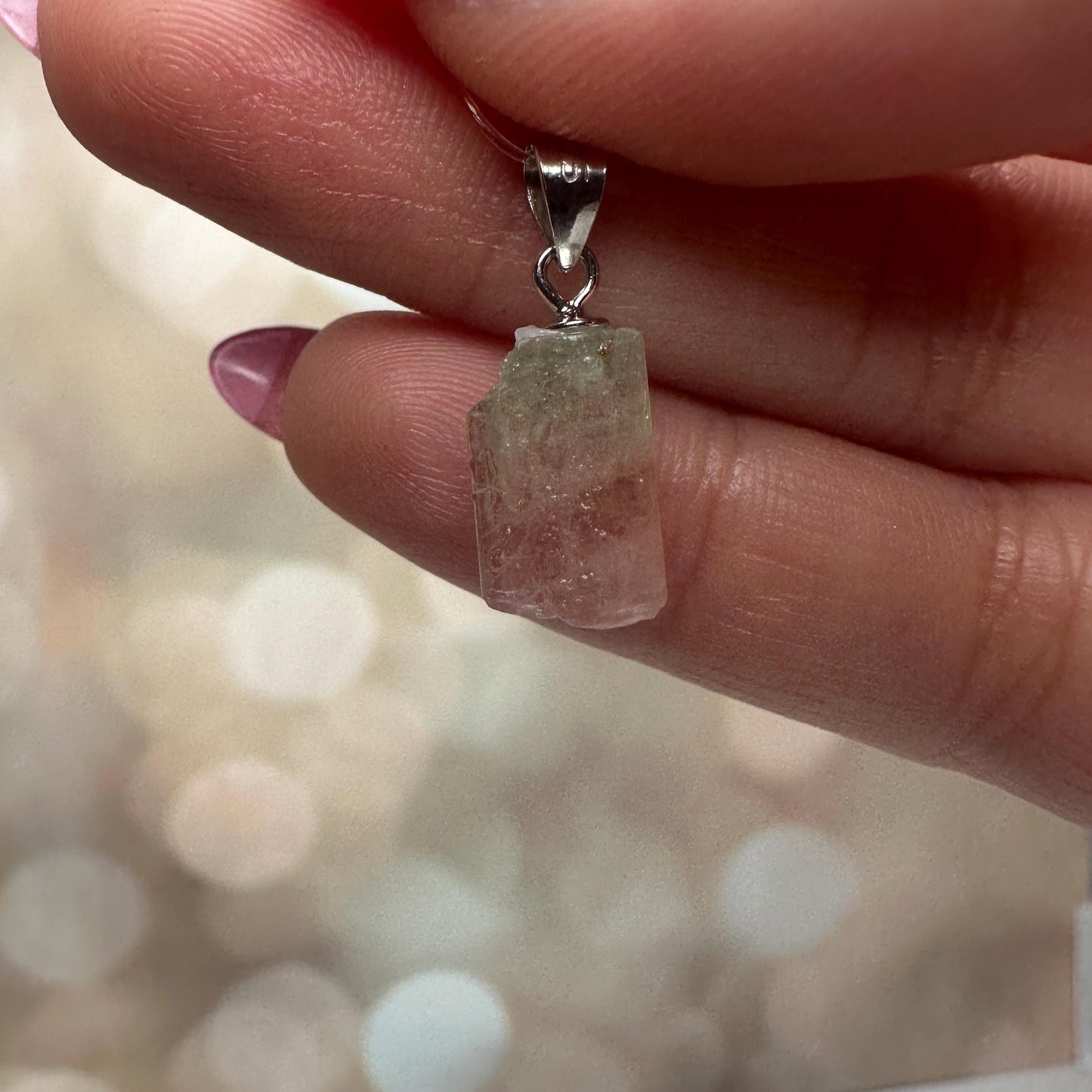 Dainty Watermelon Tourmaline Pendant | Raw High-Quality 925 Silver Crystal Jewelry for Necklace