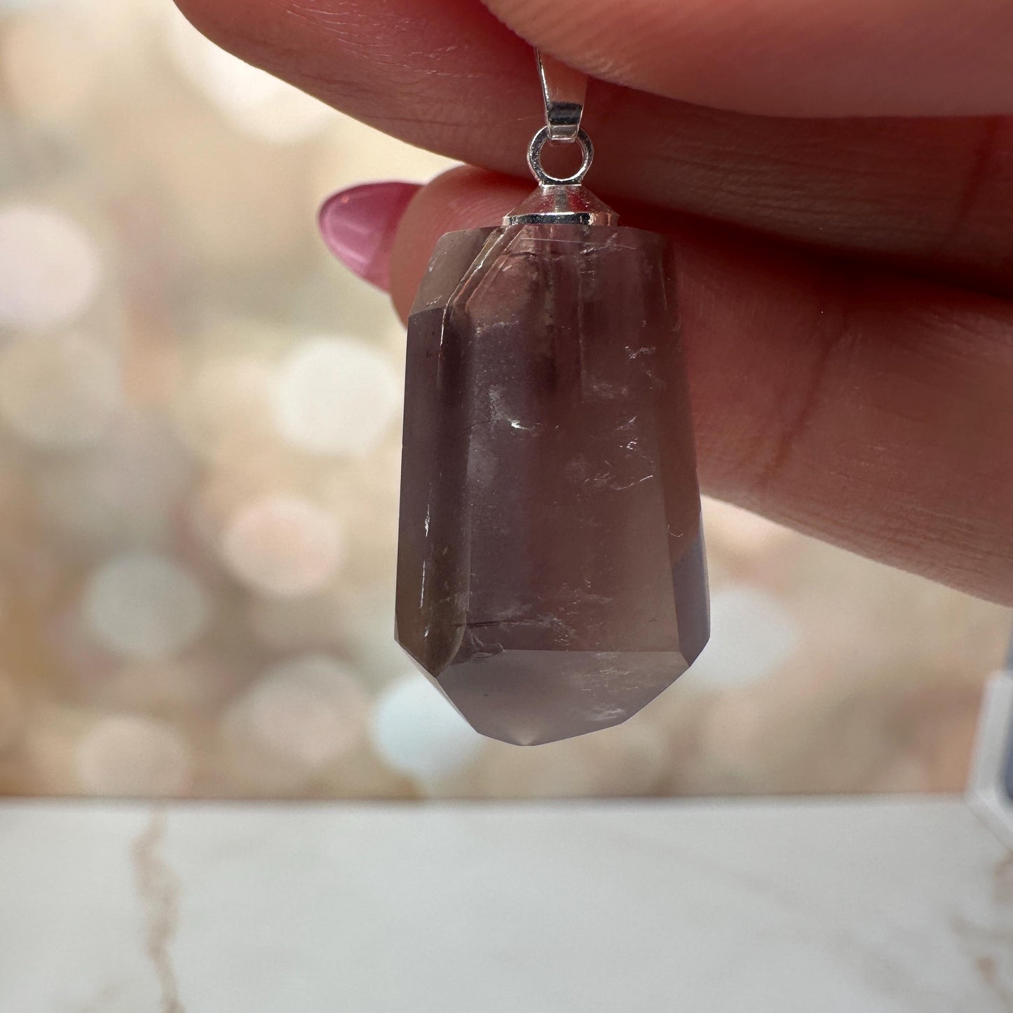Pink Lithium Quartz Pendant | High-Quality Brazilian Crystal Jewelry for Necklace