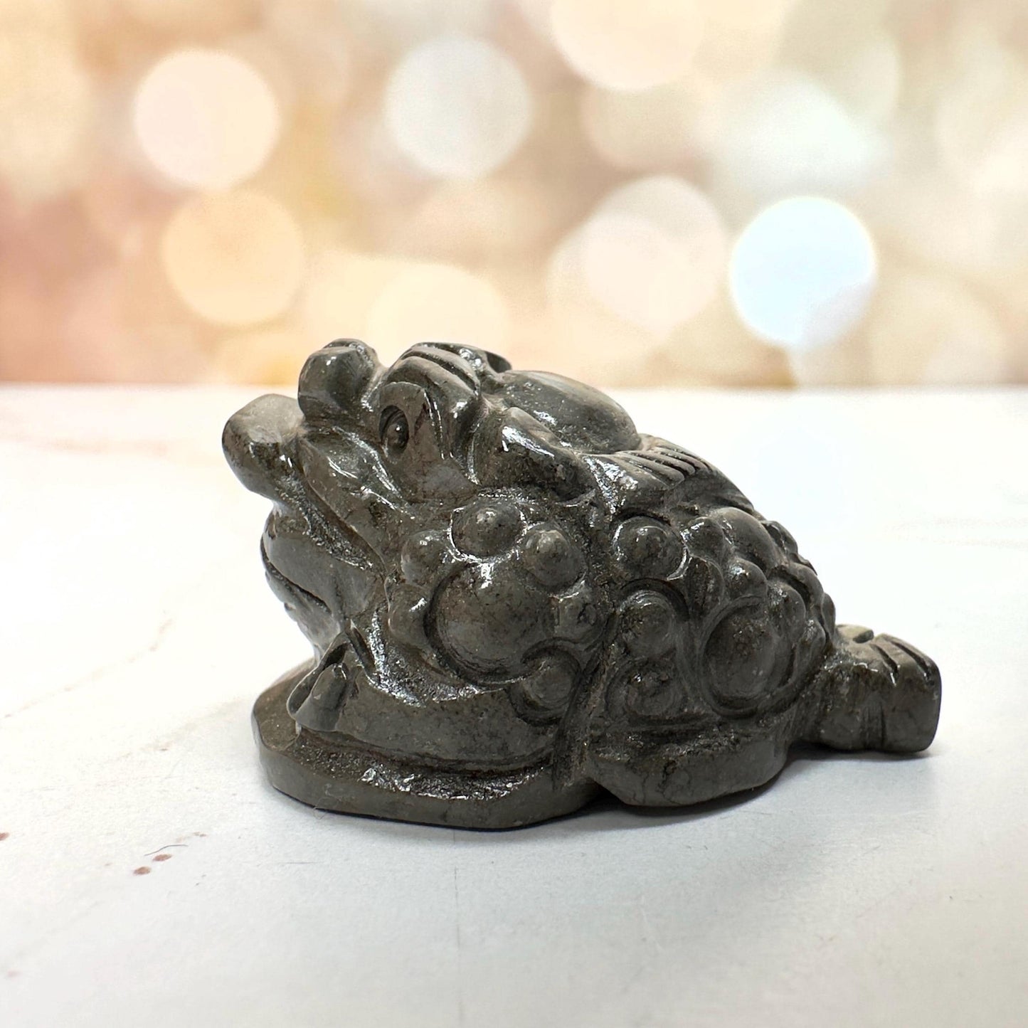 Mini Money Toad In Pyrite Master Carved | Pocket size